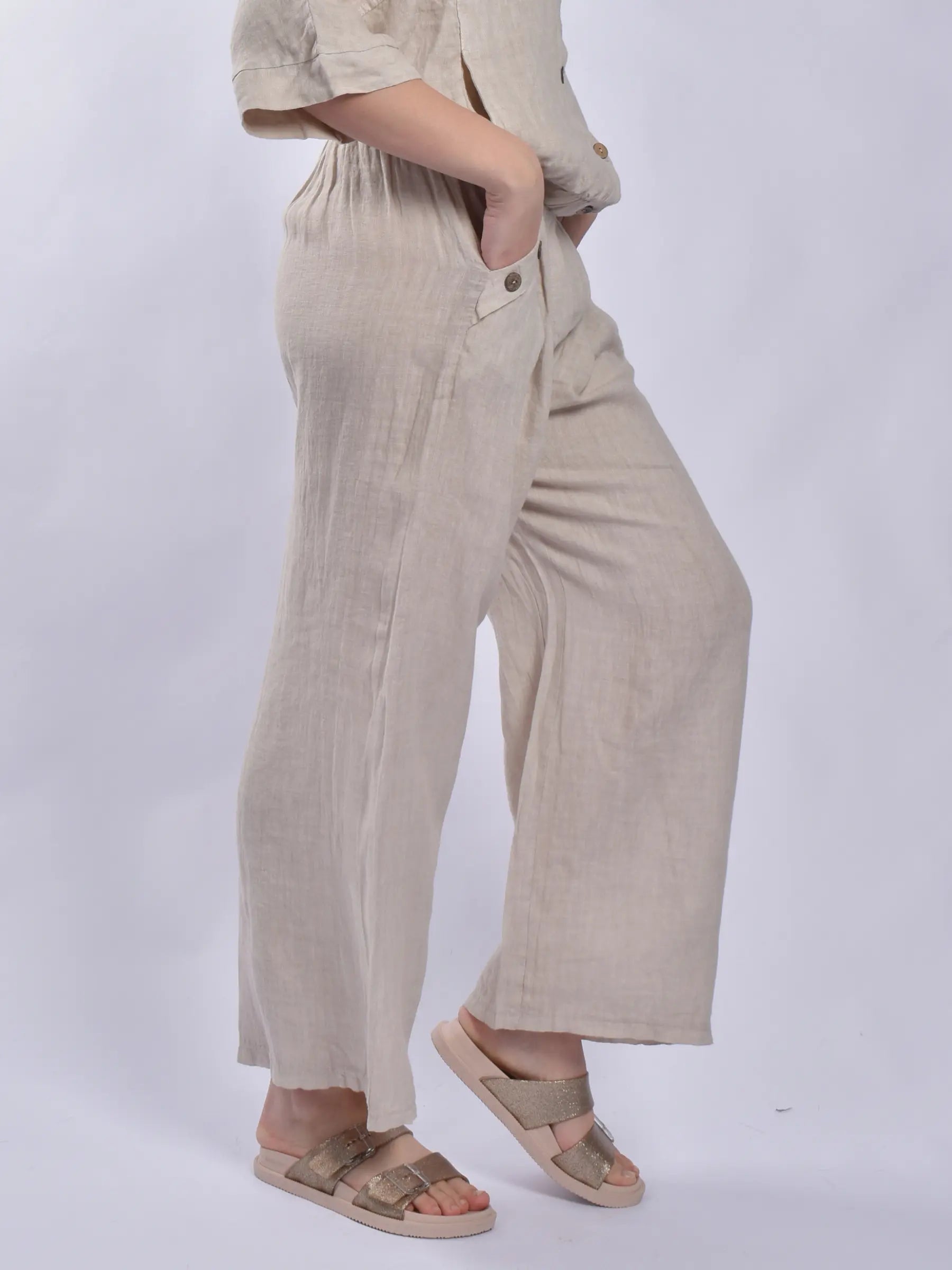 Made In Italy Linen Palazzo Pants