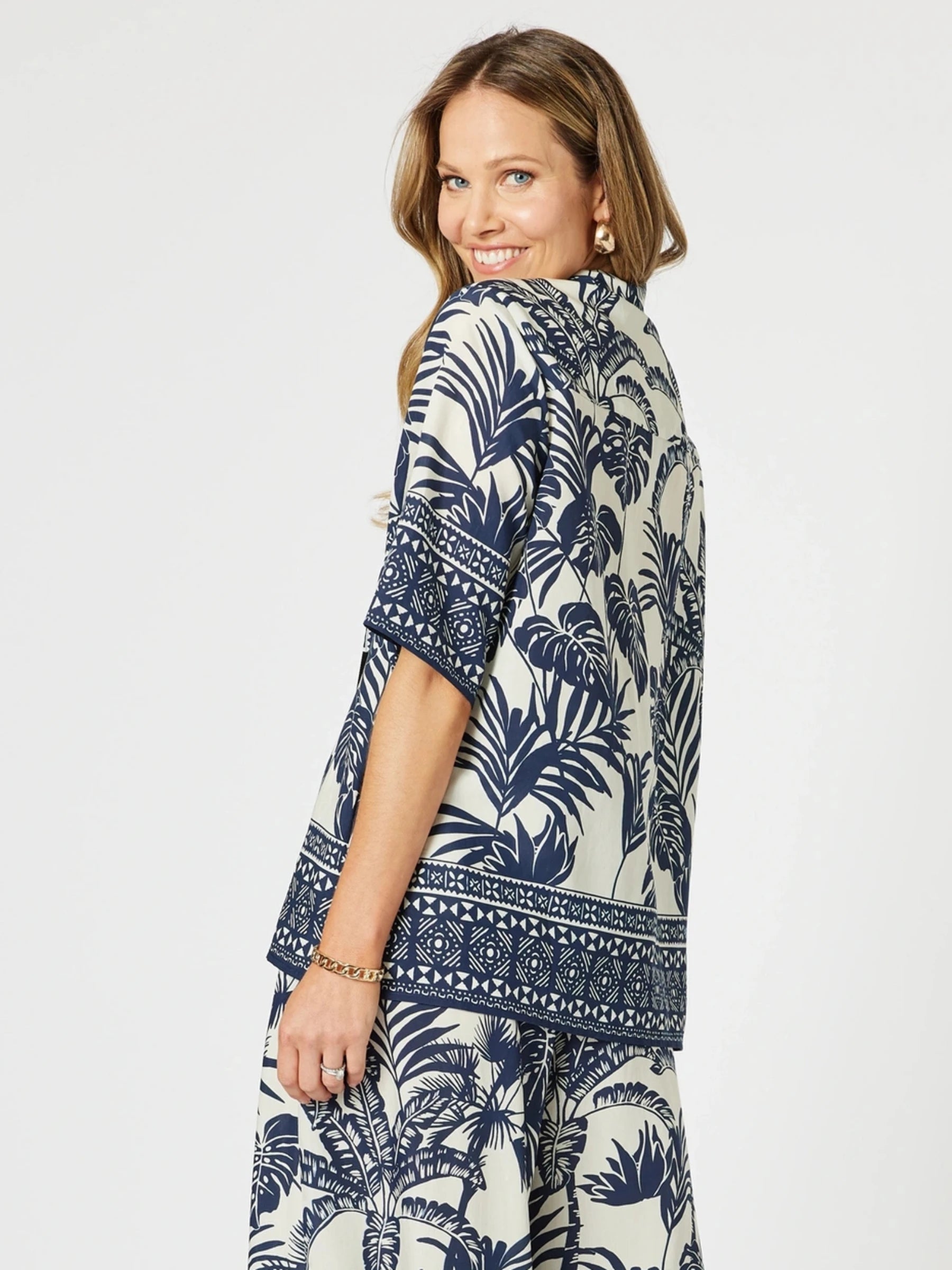 GORDON SMITH NAVY MULTI COVE SHIRT