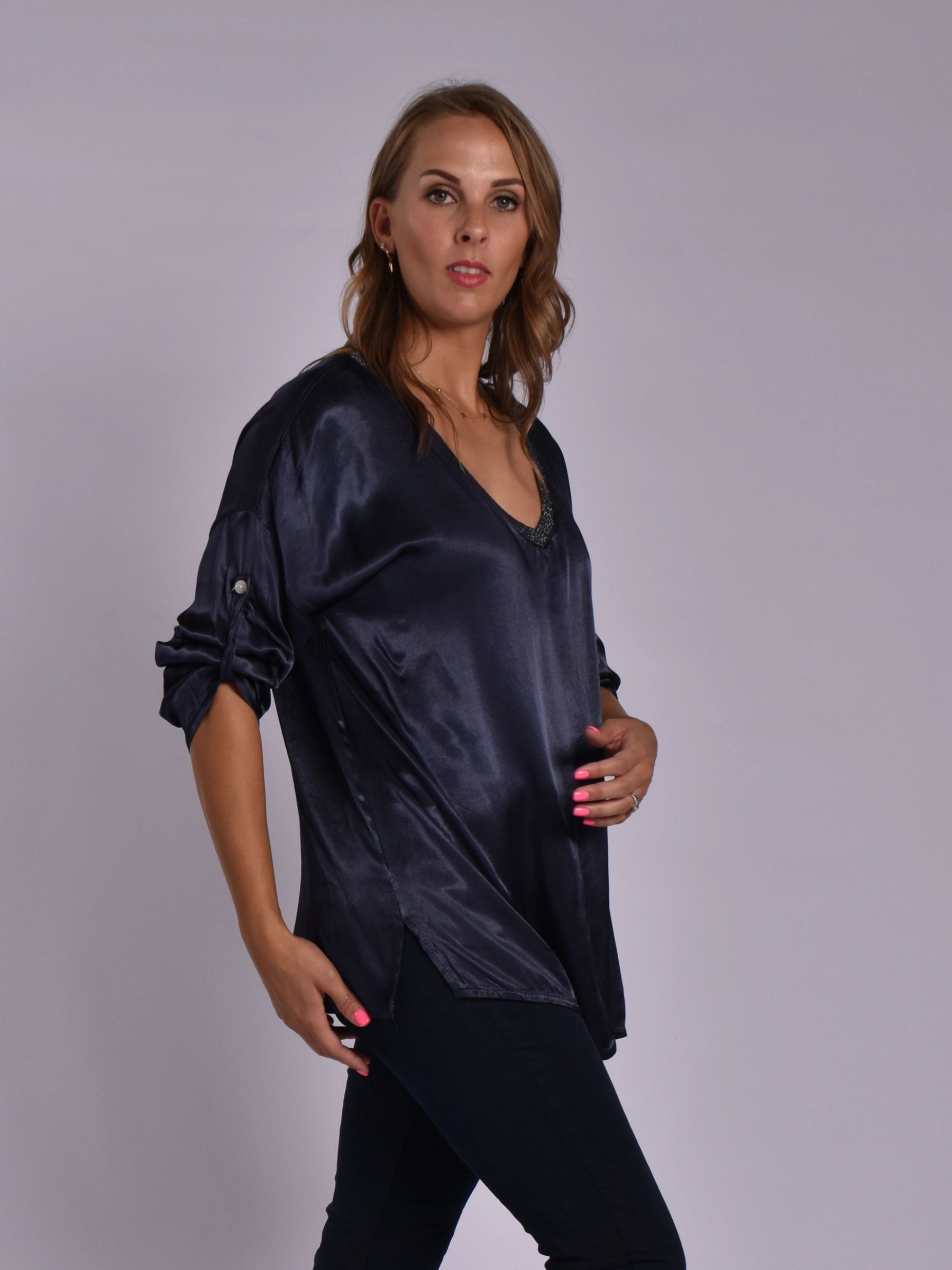 MADE IN ITALY LIGHT BROWN SILKY TOP