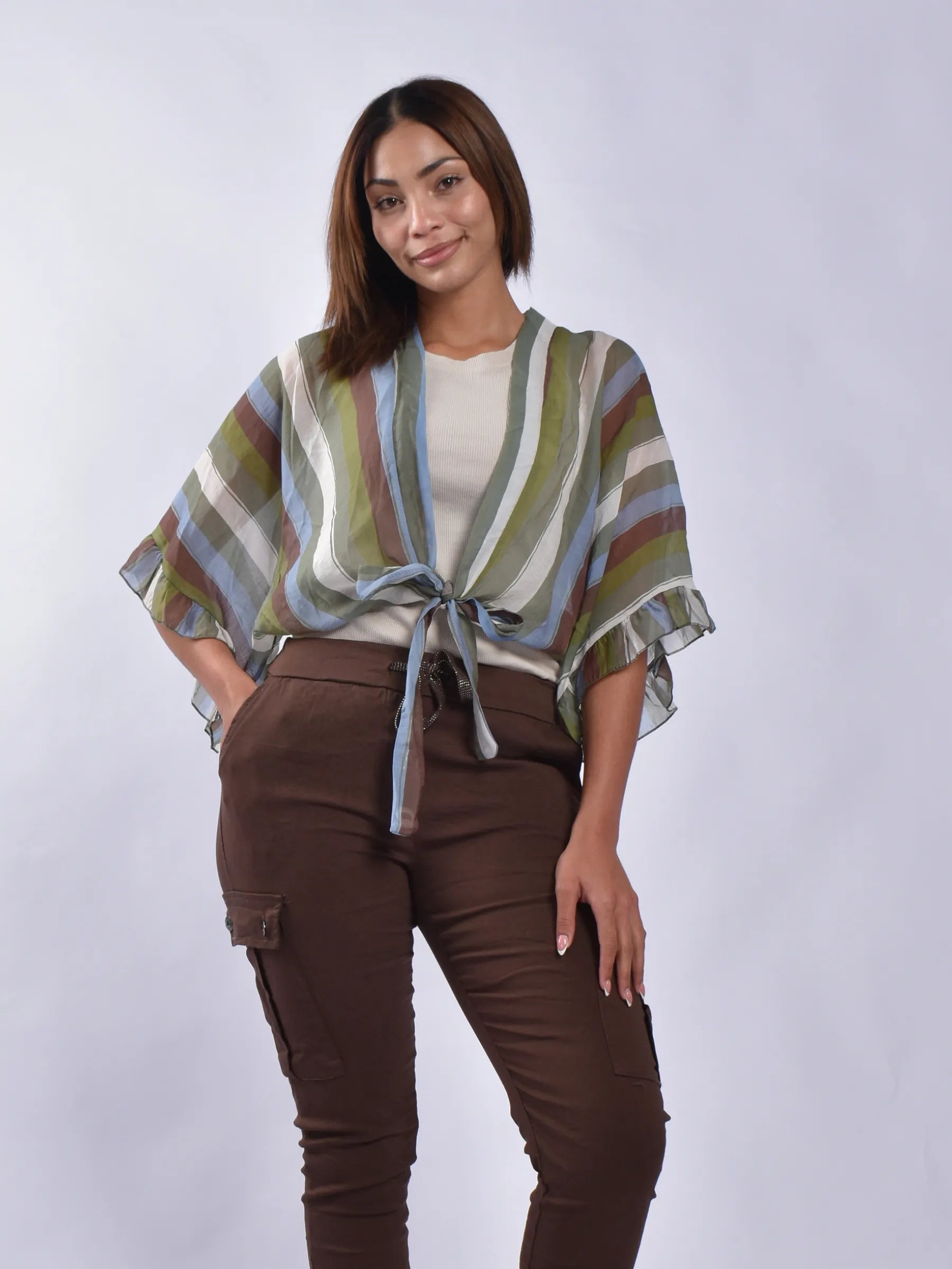Made In Itale Tie Front Top