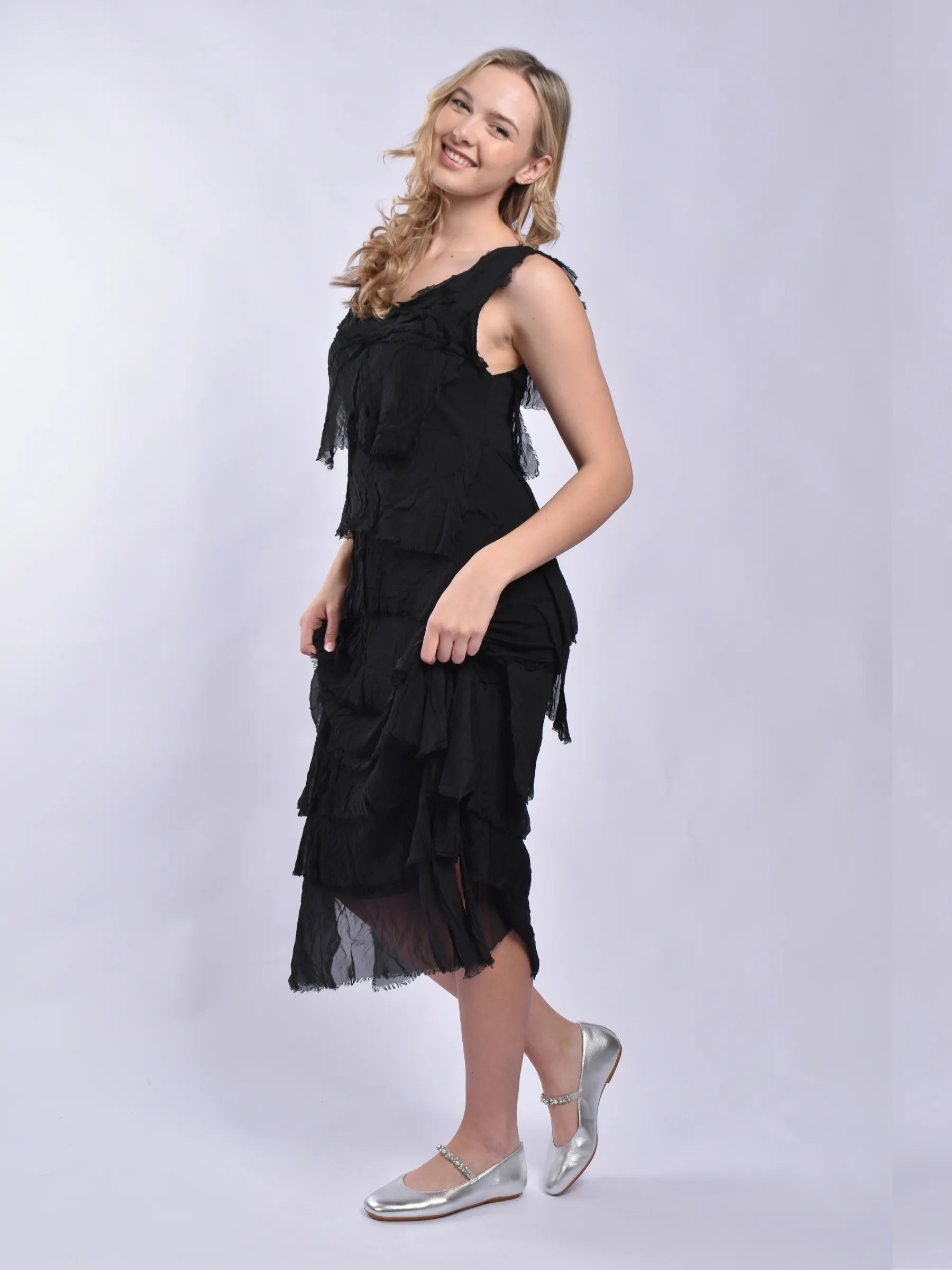 MADE IN ITALY LONG FRILL DRESS