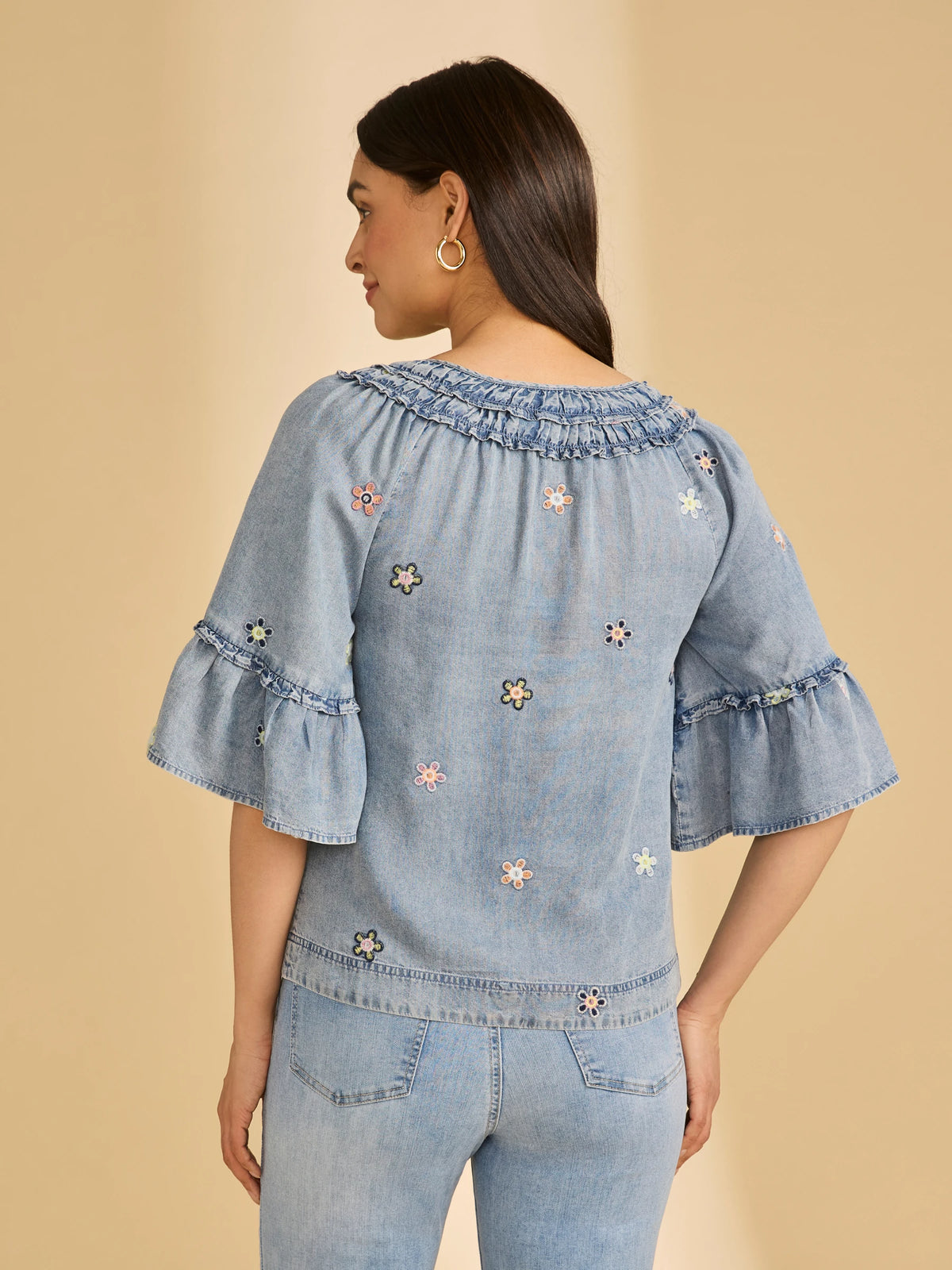 FDJ Ruffle Denim Top