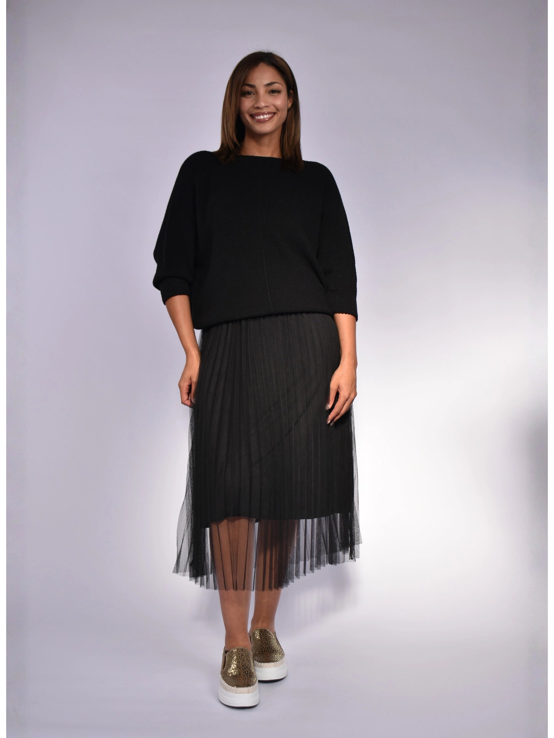 MADE IN ITALY BLACK DRESS WITH JERSEY