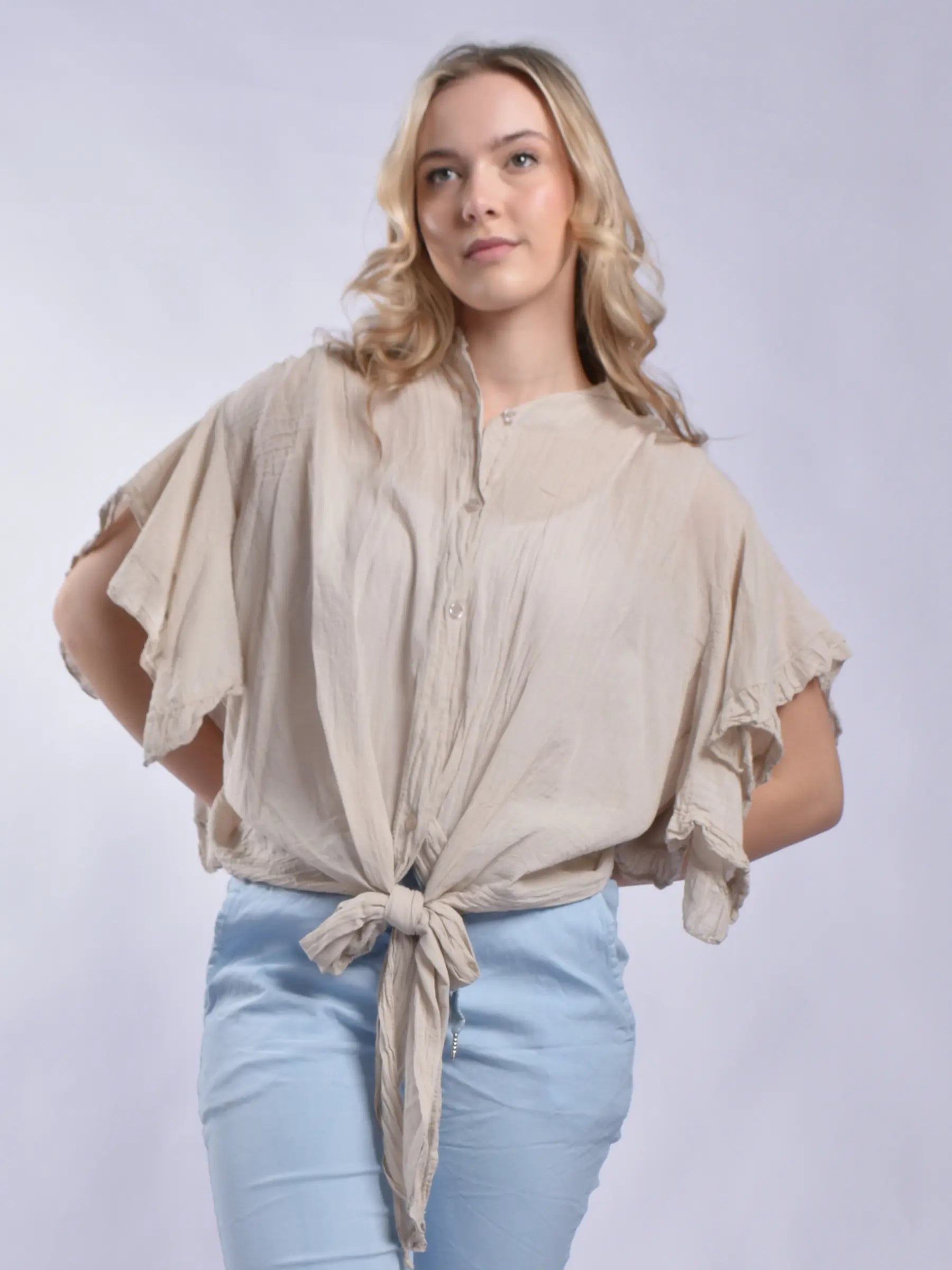 Made In Italy Frill Sleeve Blouse