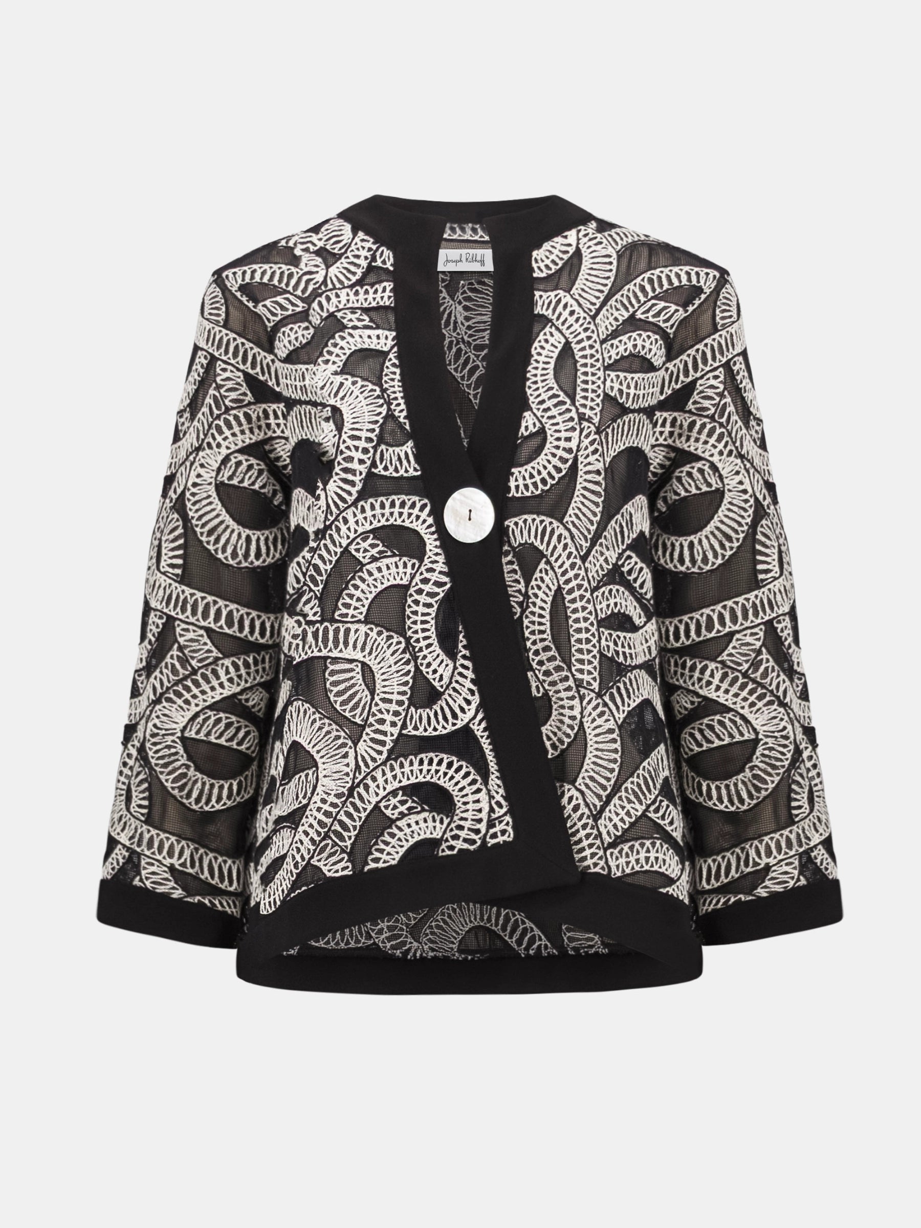 JOSEPH RIBKOFF BLACK & OFF-WHITE LDS JACKET