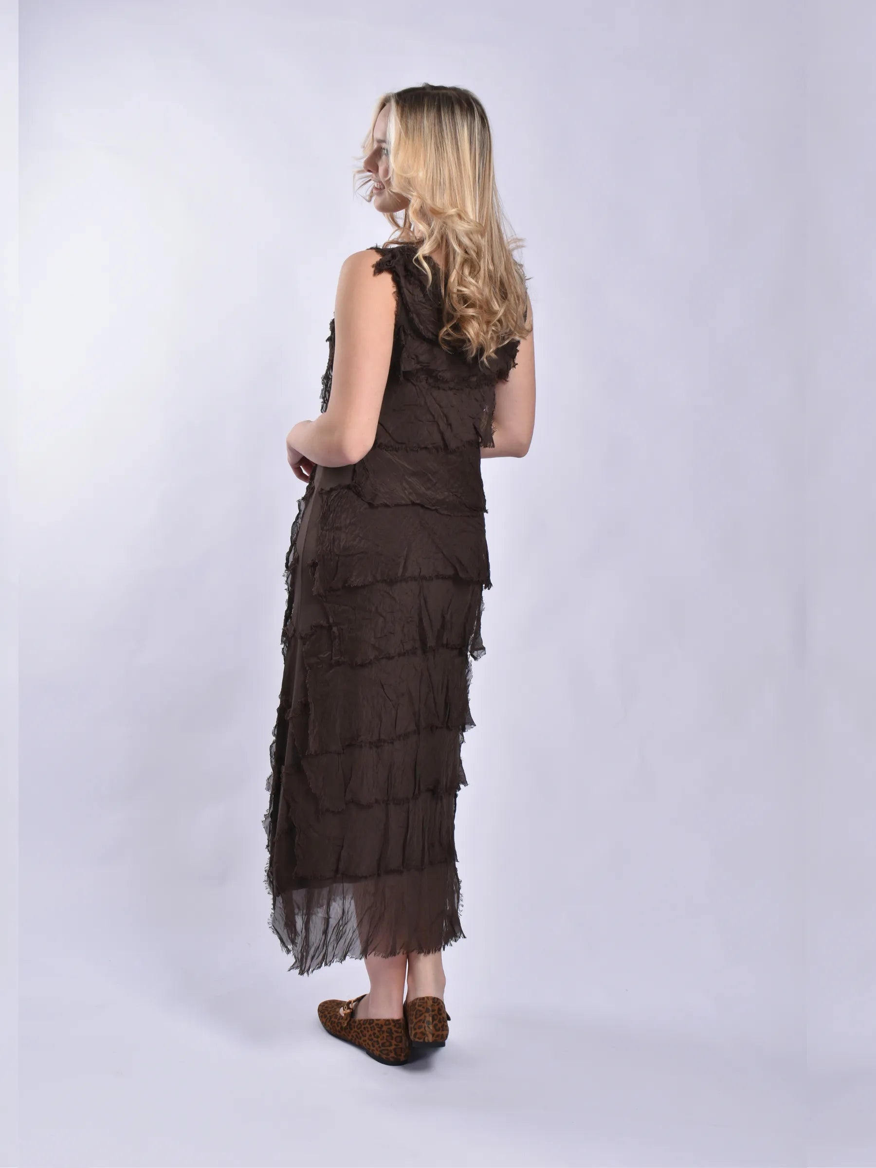 MADE IN ITALY LONG FRILL DRESS