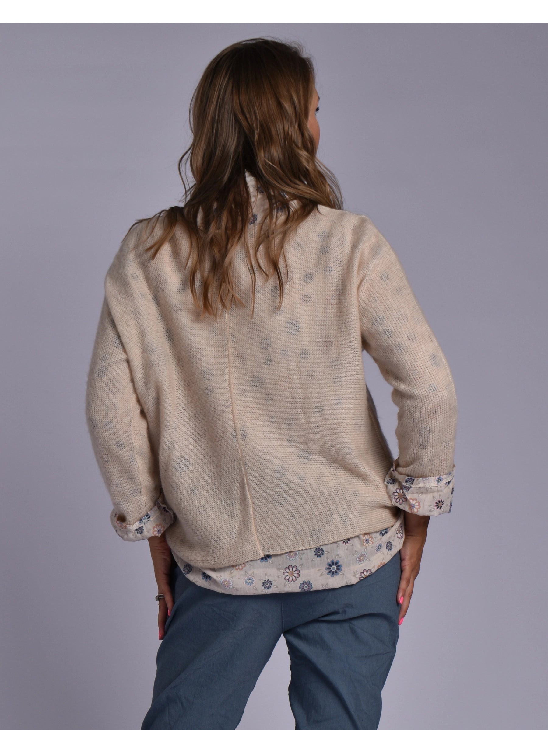 MADE IN ITALY BEIGE MULTI KNIT TOP