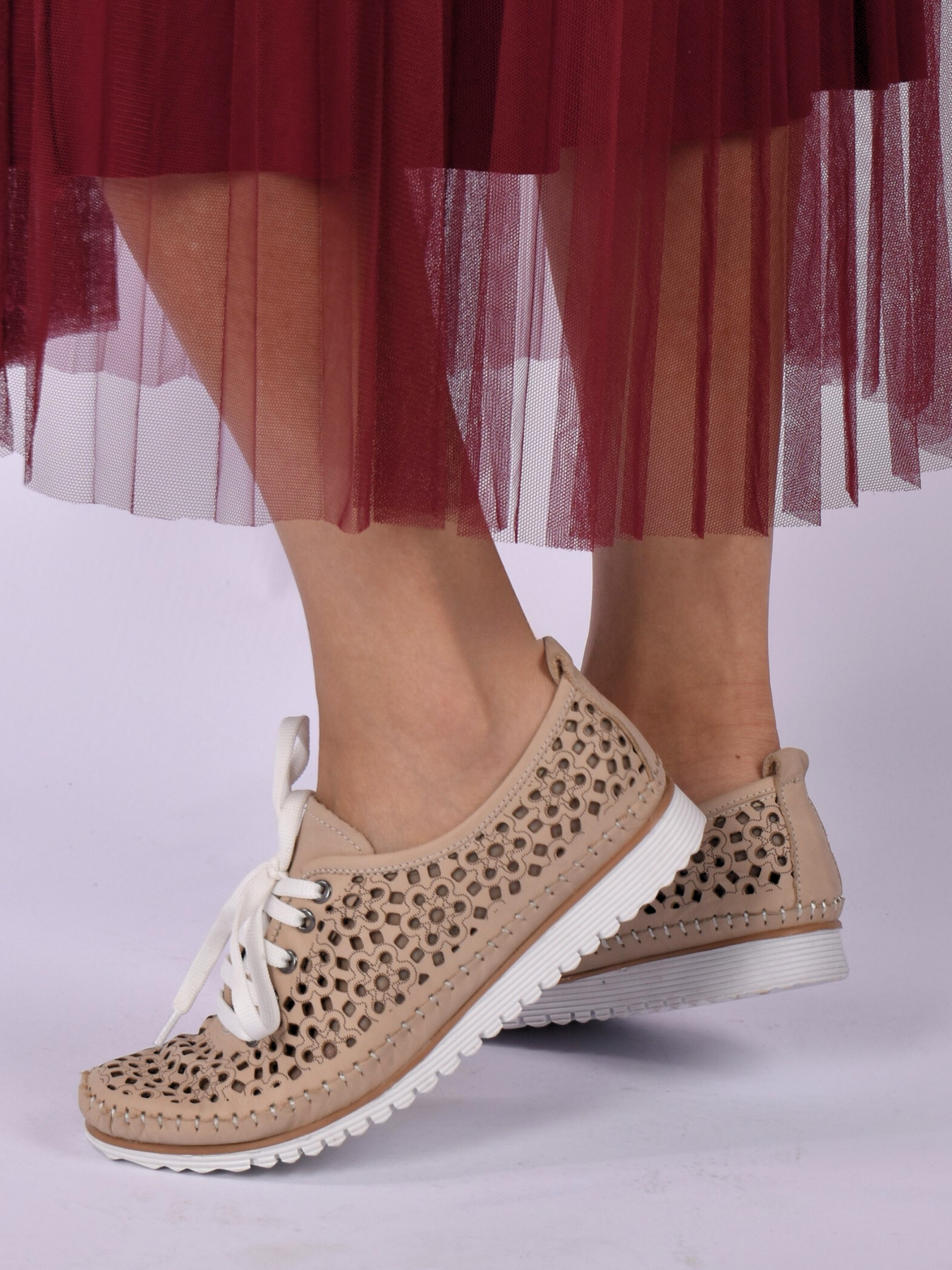 JOLIE BEIGE LEATHER SNEAKER