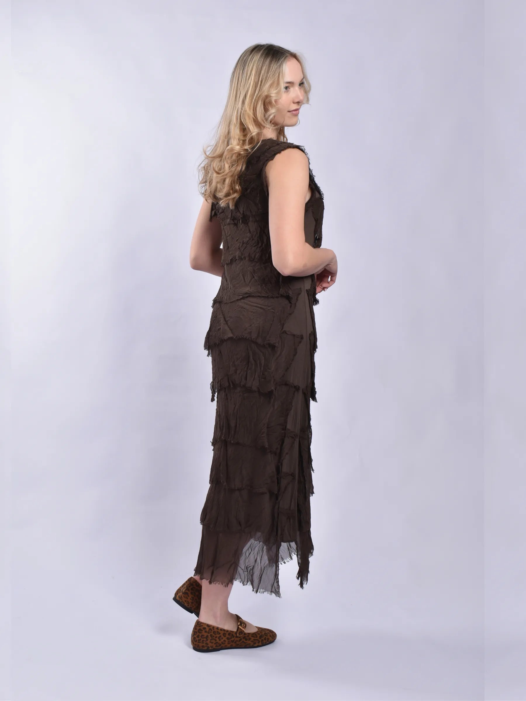 MADE IN ITALY LONG FRILL DRESS