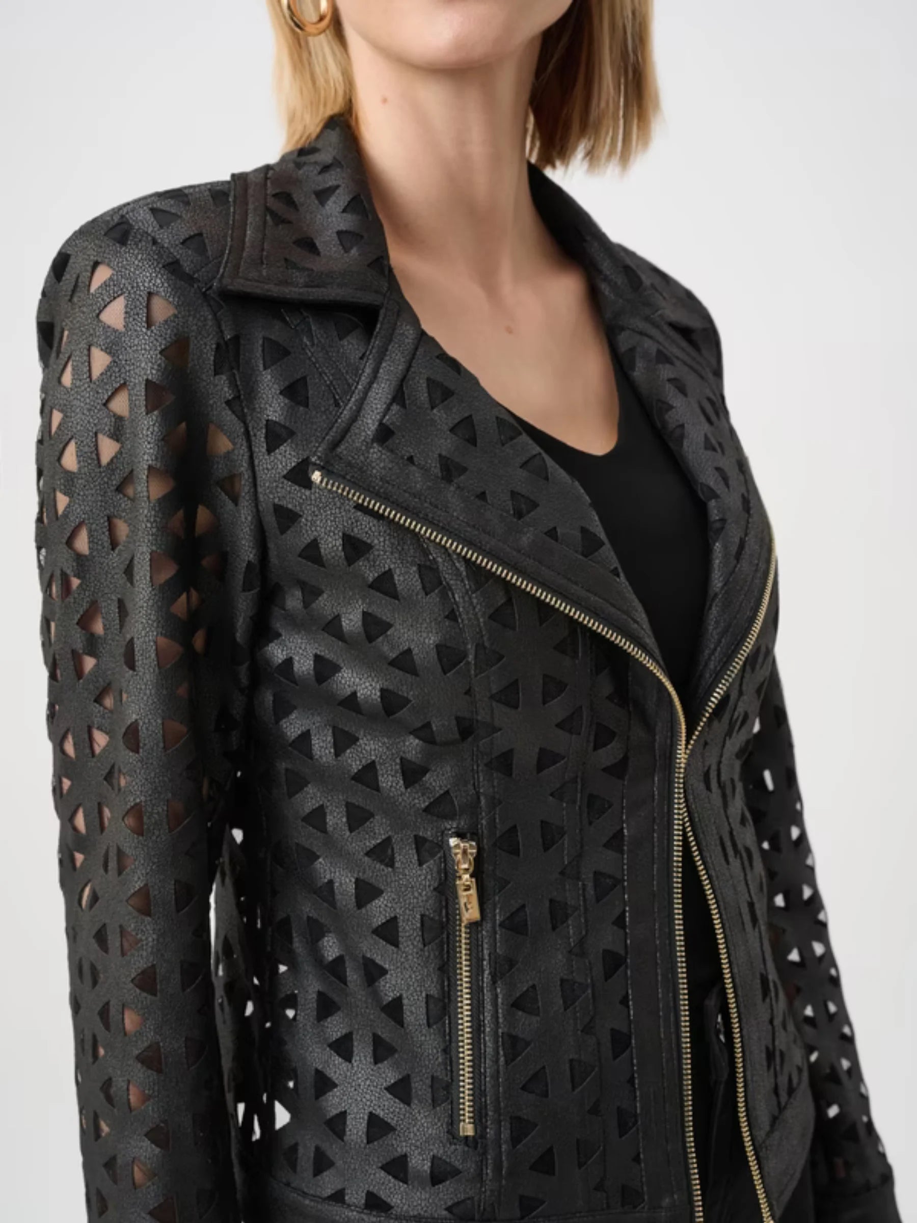 Joseph Ribkoff Leather Biker Jacket