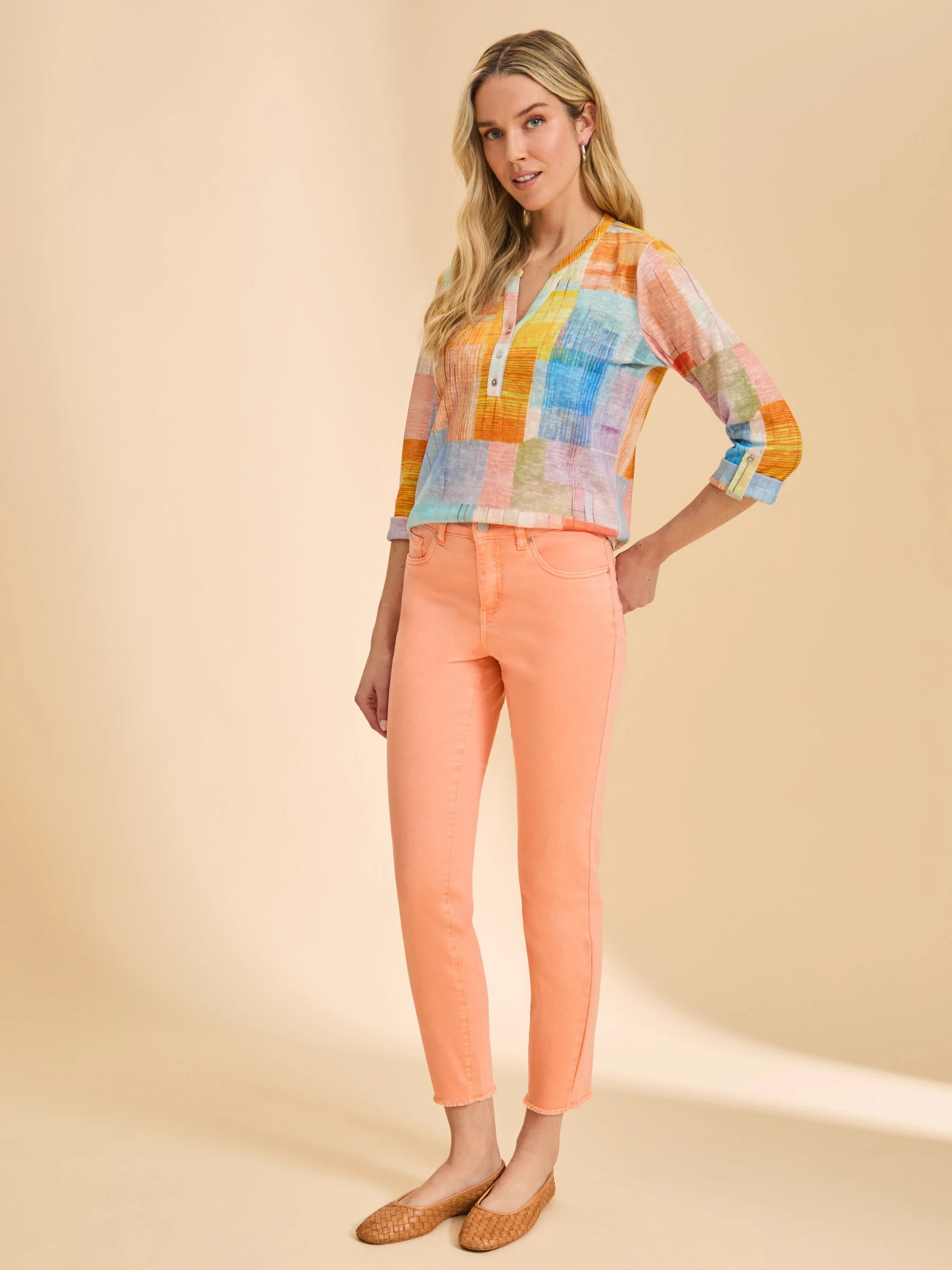 FDJ 3/4 Sleeve Henley Top