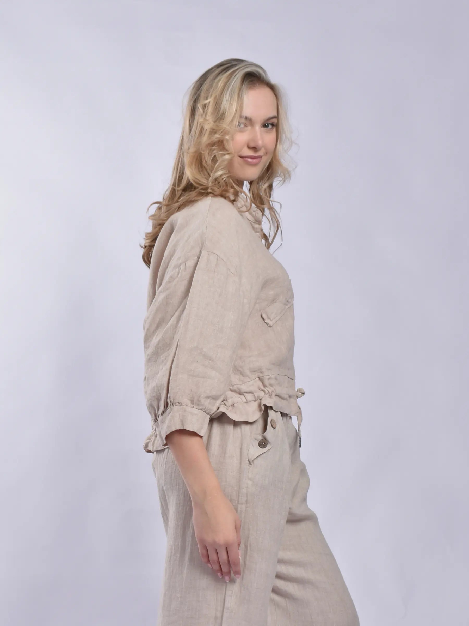 Made In Italy Linen Zip Up Jacket