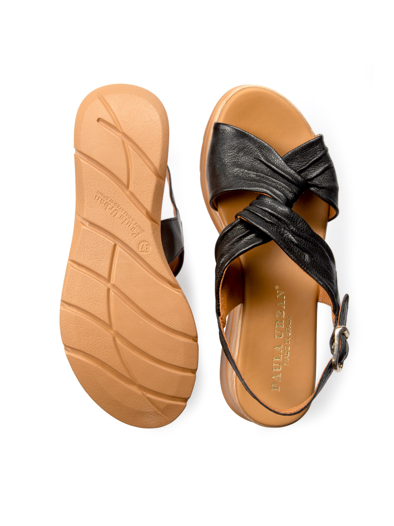 PAULA URBAN BLACK LOW WEDGE SANDAL
