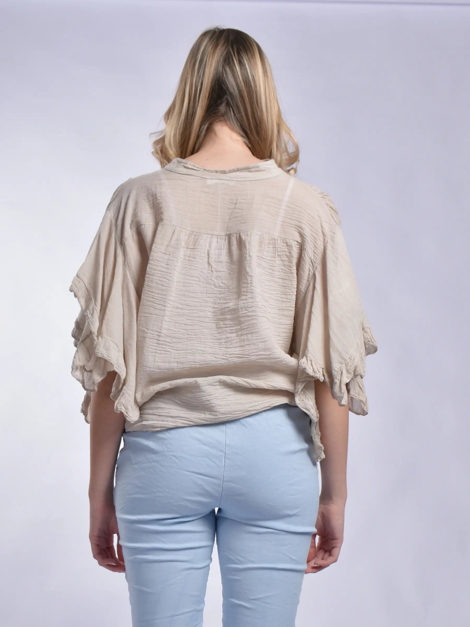 Made In Italy Frill Sleeve Blouse