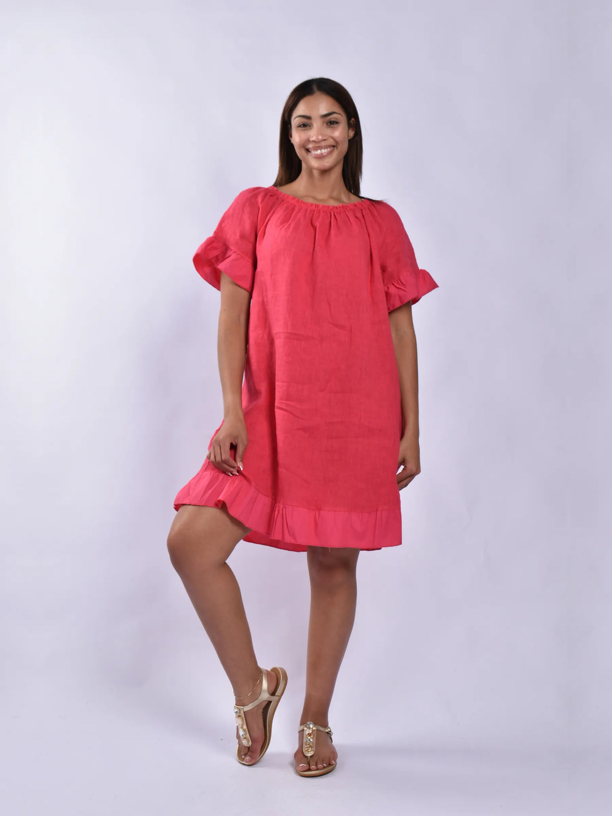 Made In Italy Linen Short Dress