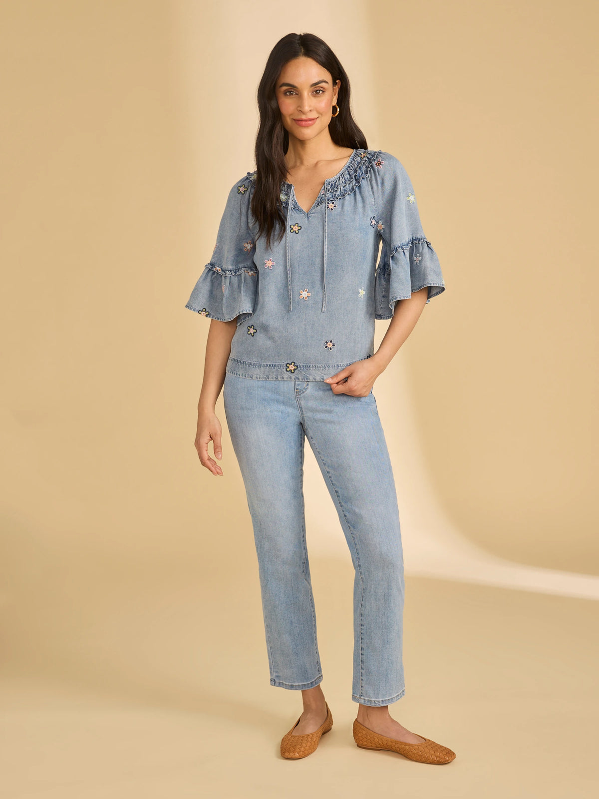 FDJ Ruffle Denim Top