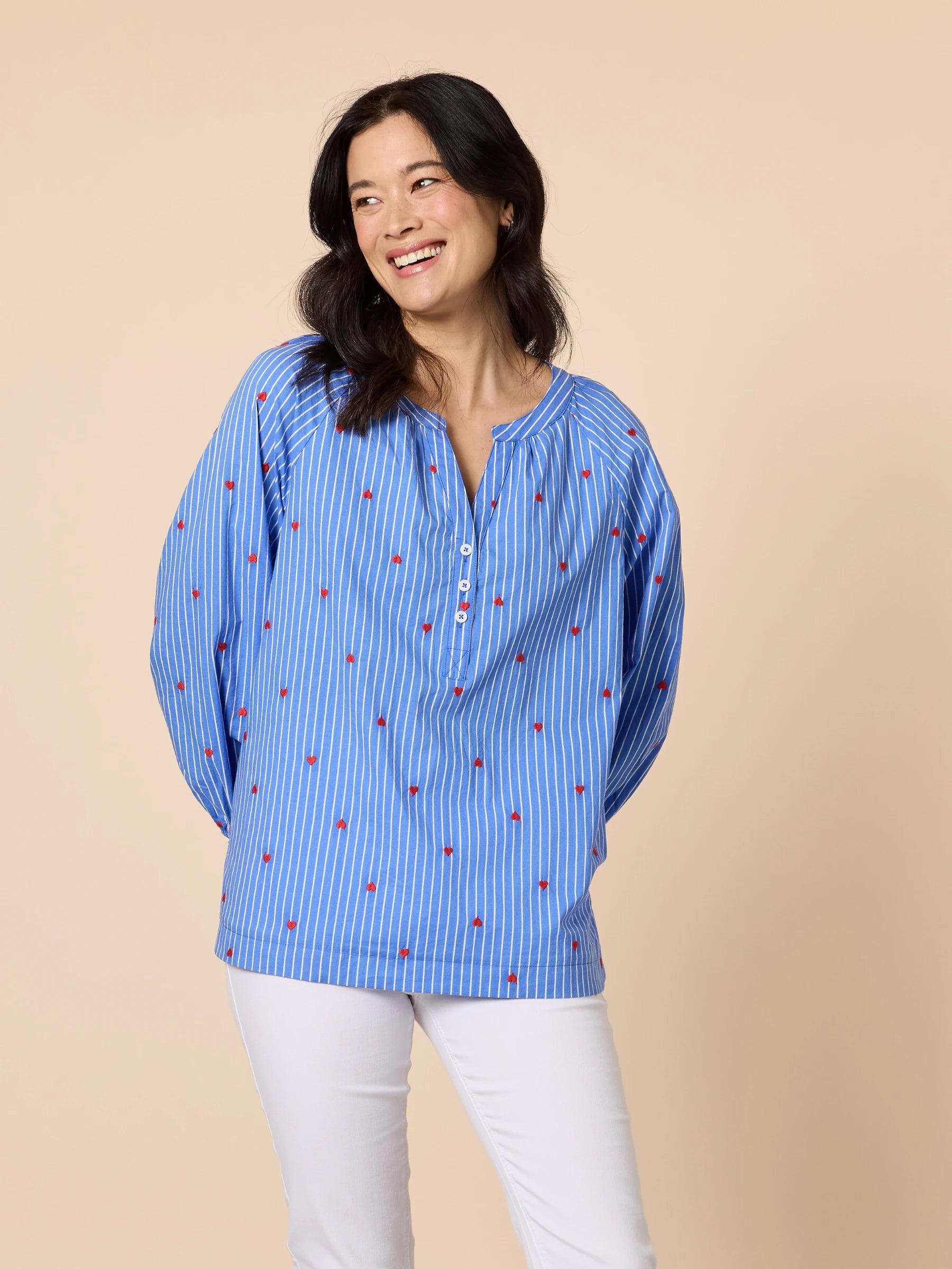 GORDON SMITH BLUE WHITE CHERISH TOP