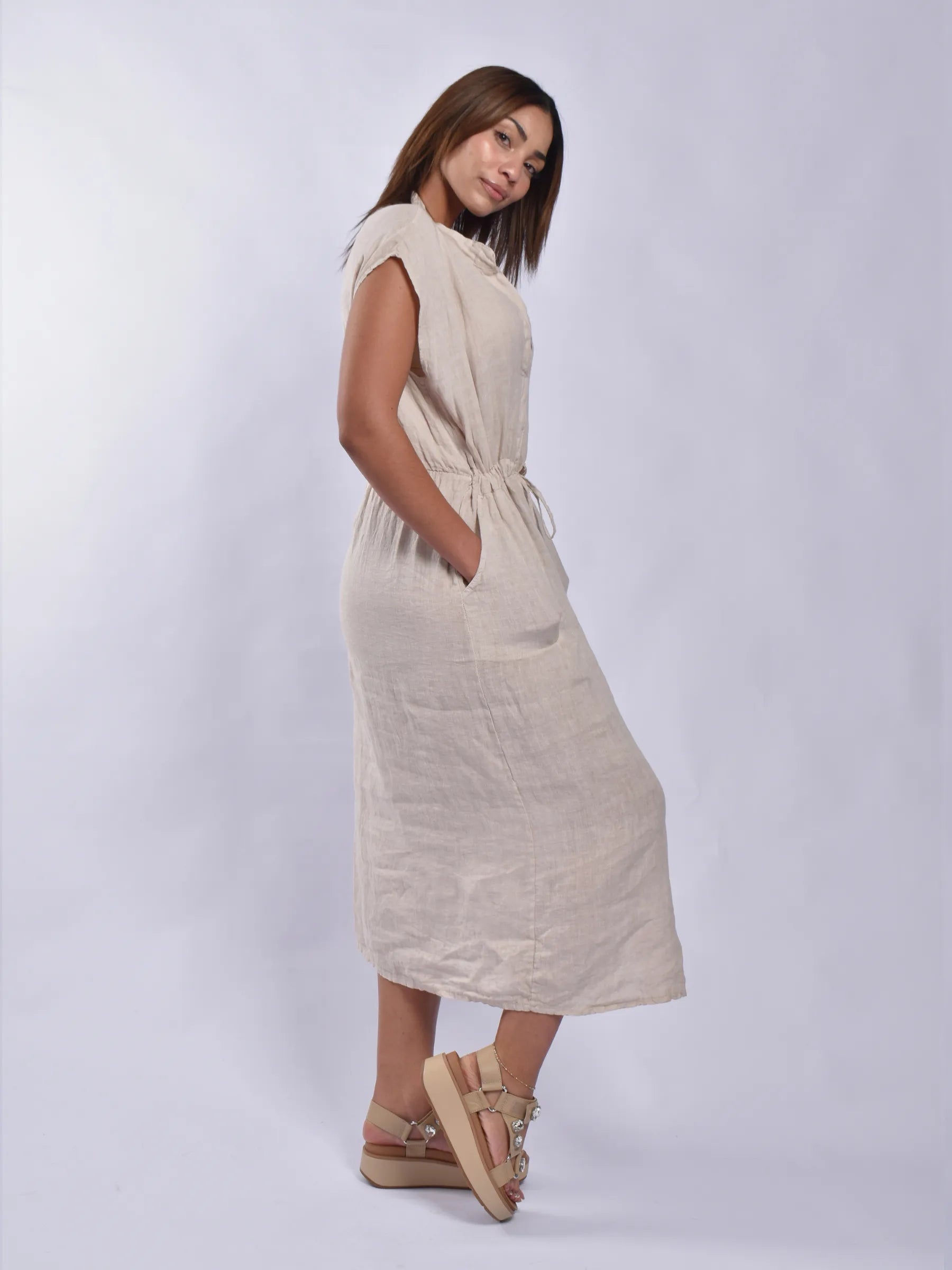 Made In Italy Linen Long Dress