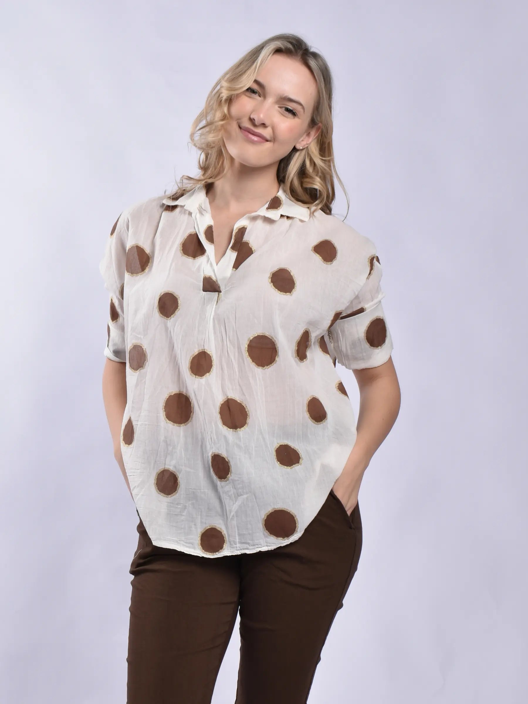 Made In Italy Polkadot Blouse
