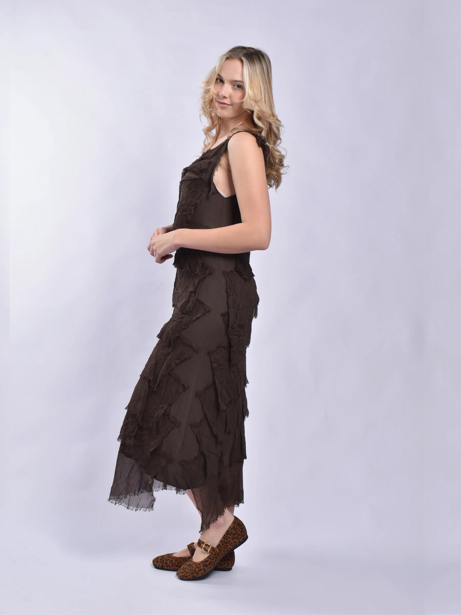 MADE IN ITALY LONG FRILL DRESS