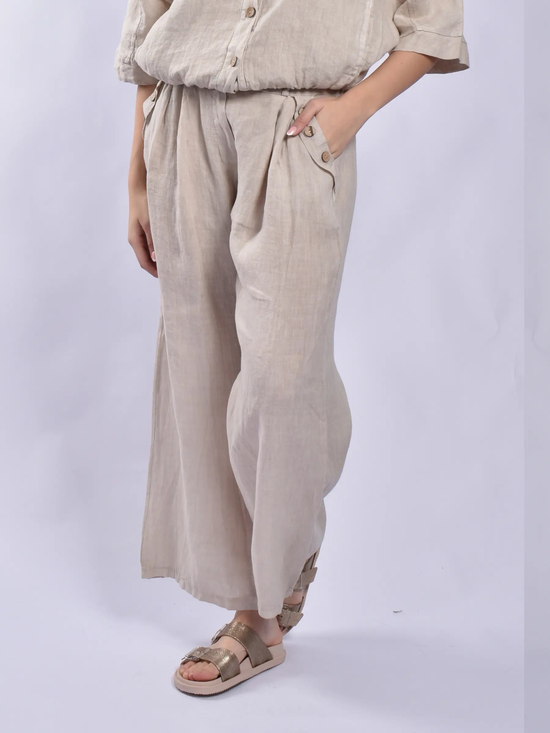 Made In Italy Linen Palazzo Pants