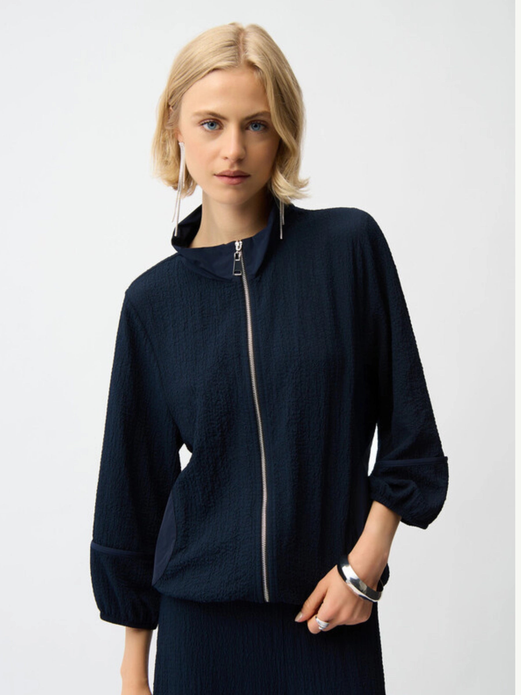 JOSEPH RIBKOFF MIDNIGHT BLUE BOMBER JACKET