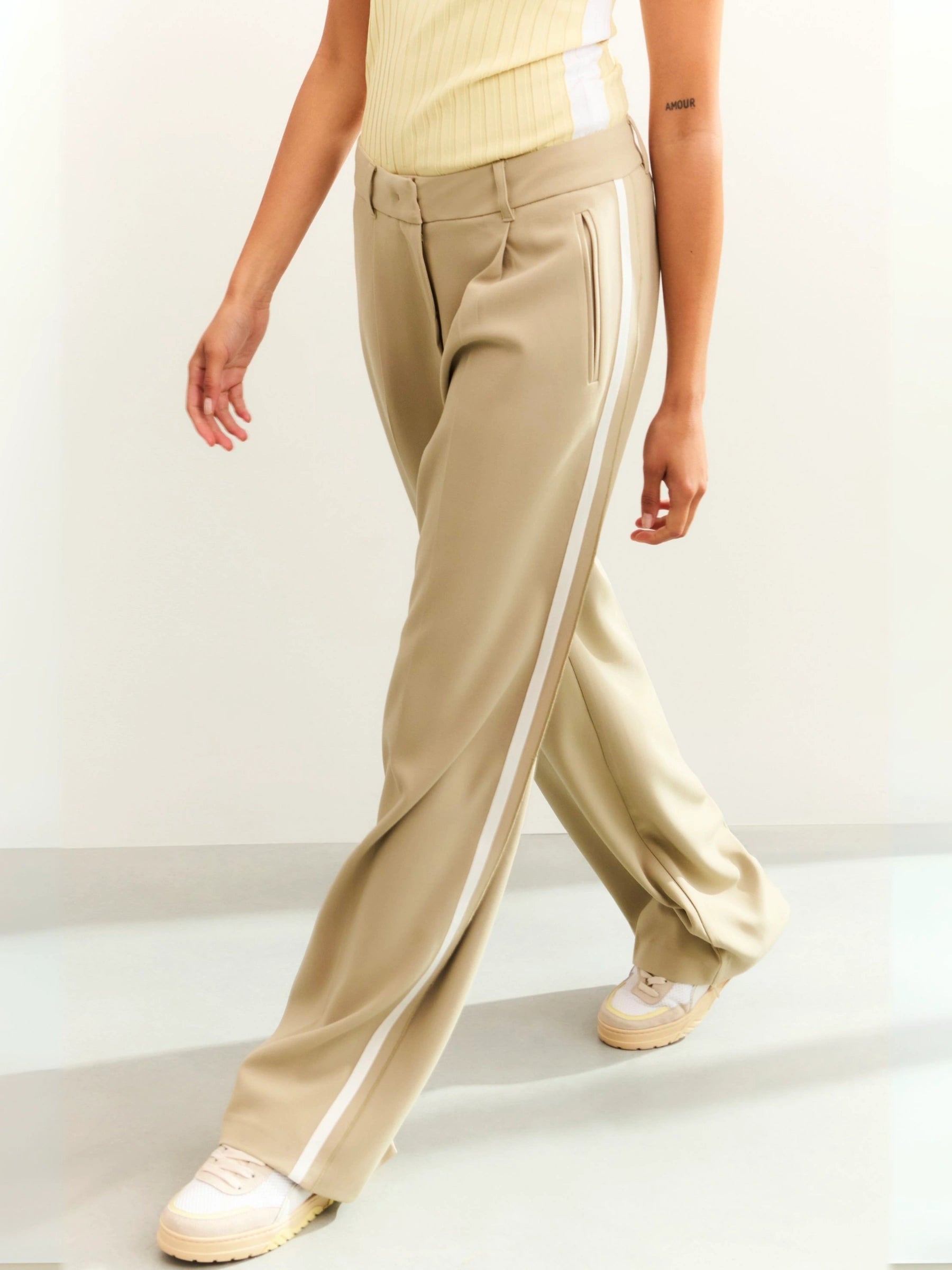 YAYA LIGHT GREEN WOVEN TROUSERS