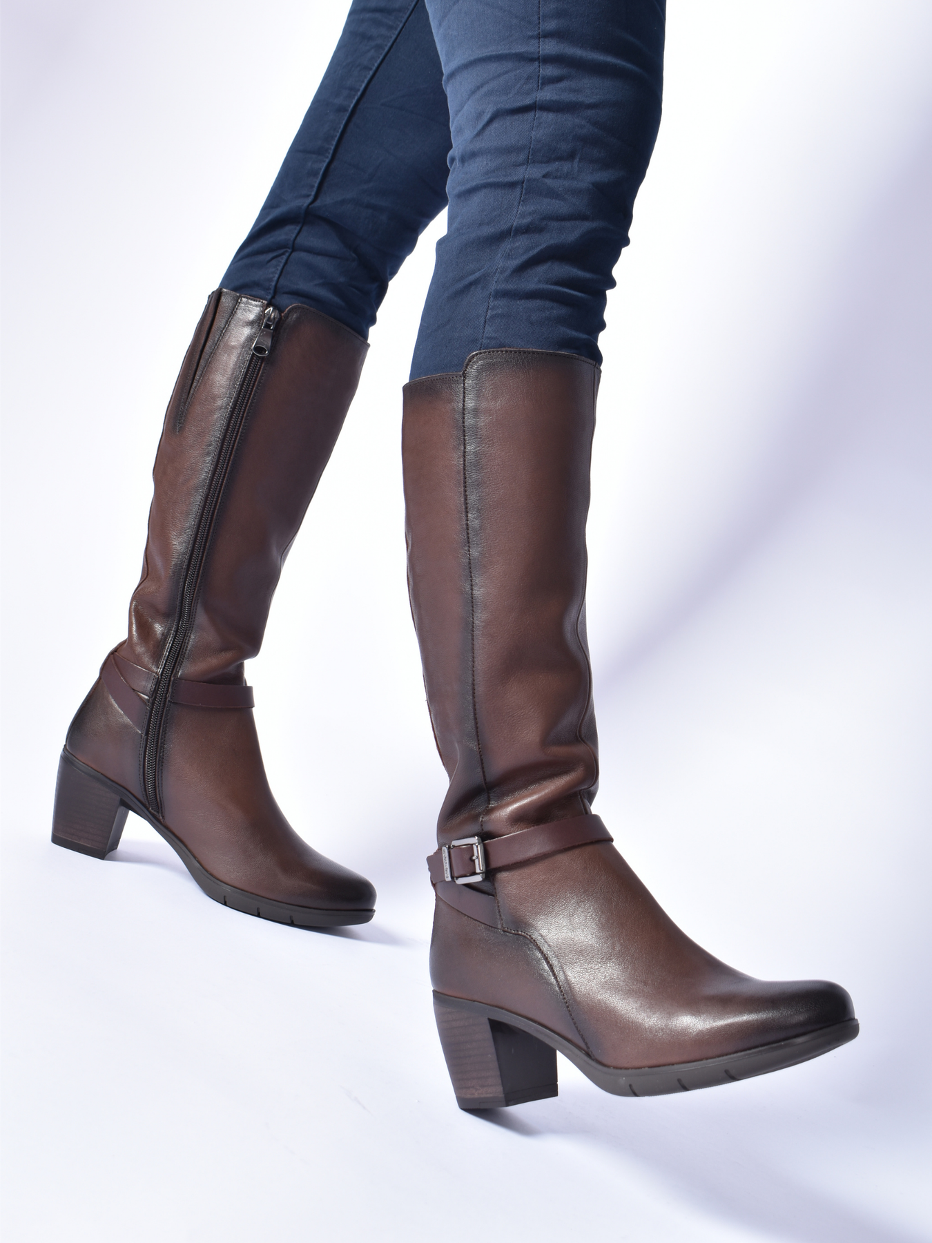 PAULA URBAN ESPRESSO KNEE HIGH HEELED BOOT