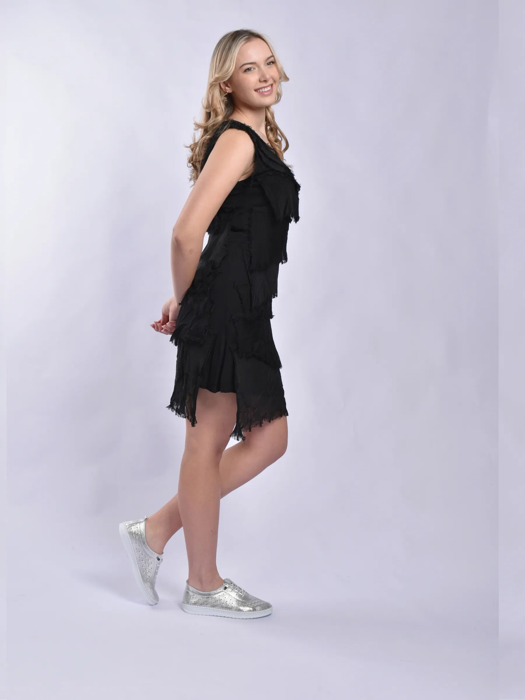 MADE IN ITALY FRILL SHORT DRESS