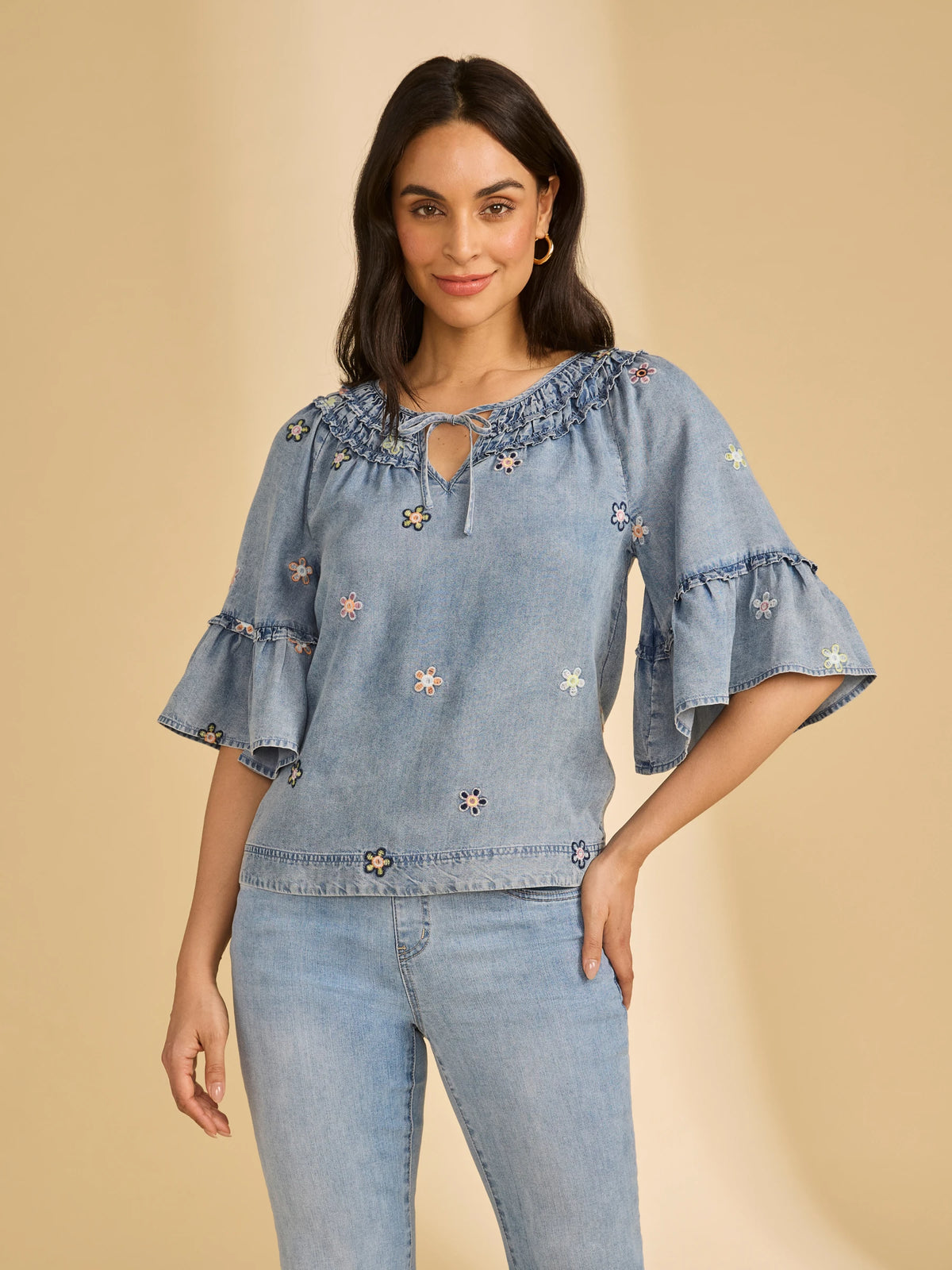 FDJ Ruffle Denim Top