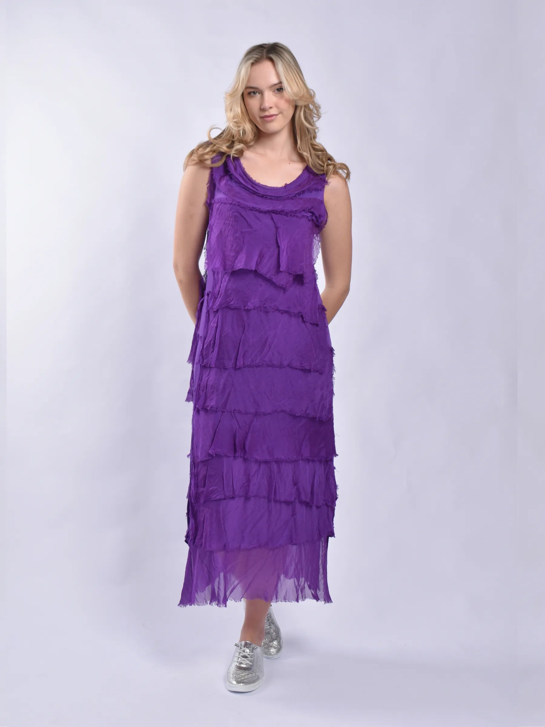 MADE IN ITALY LONG FRILL DRESS
