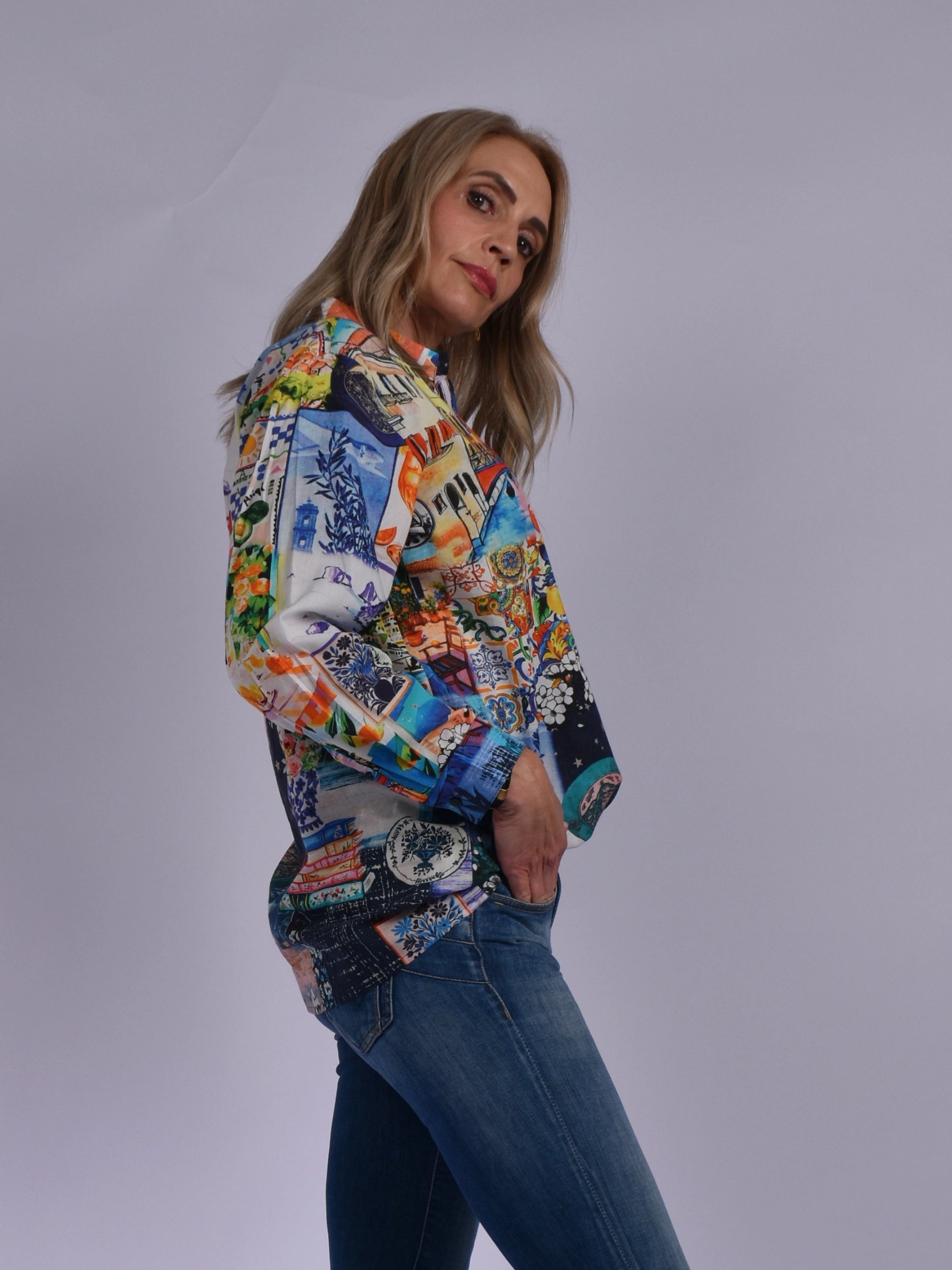 JOLIE PURPLE MULTI CAROLINE SHIRT