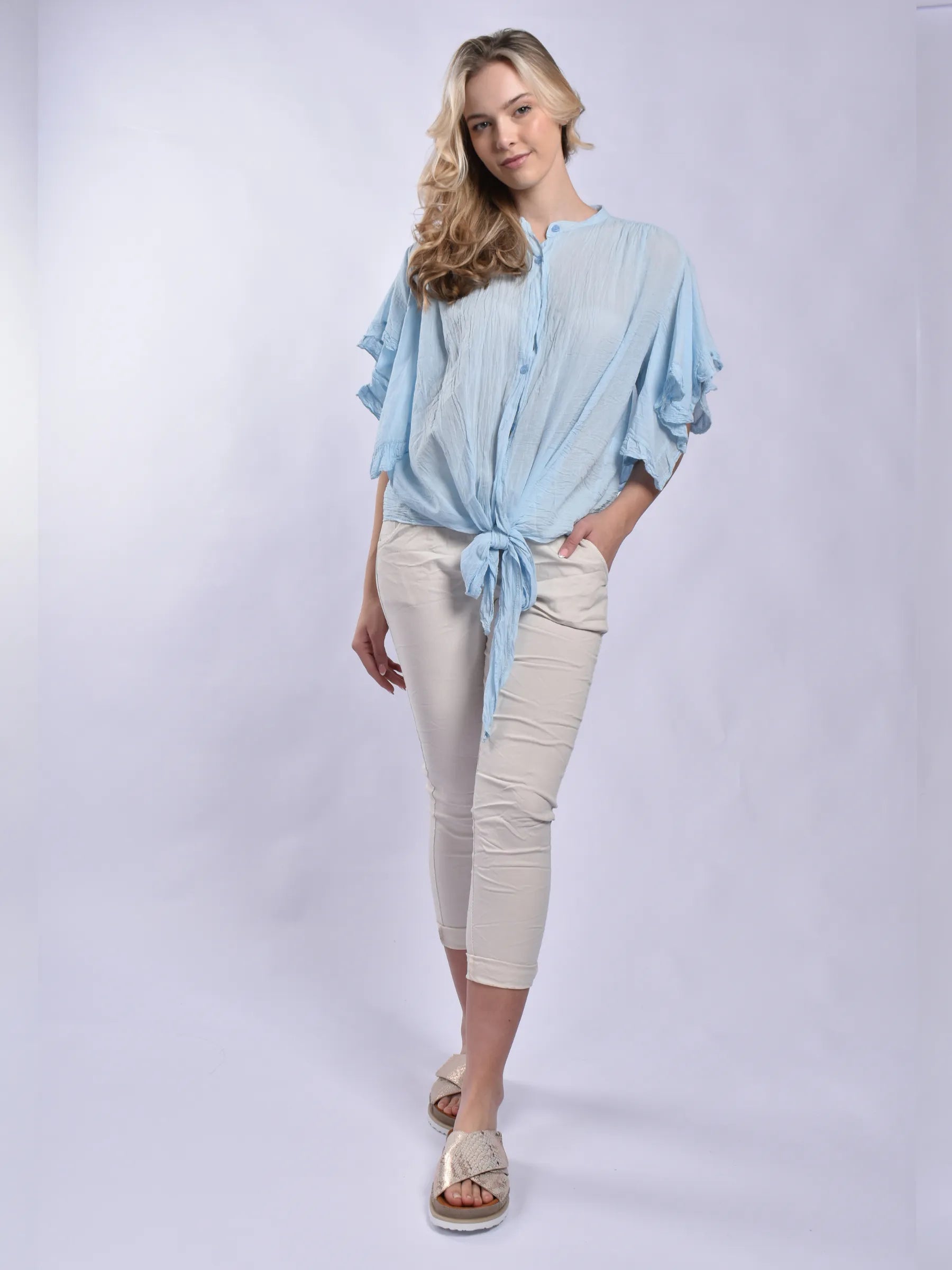 Made In Italy Frill Sleeve Blouse