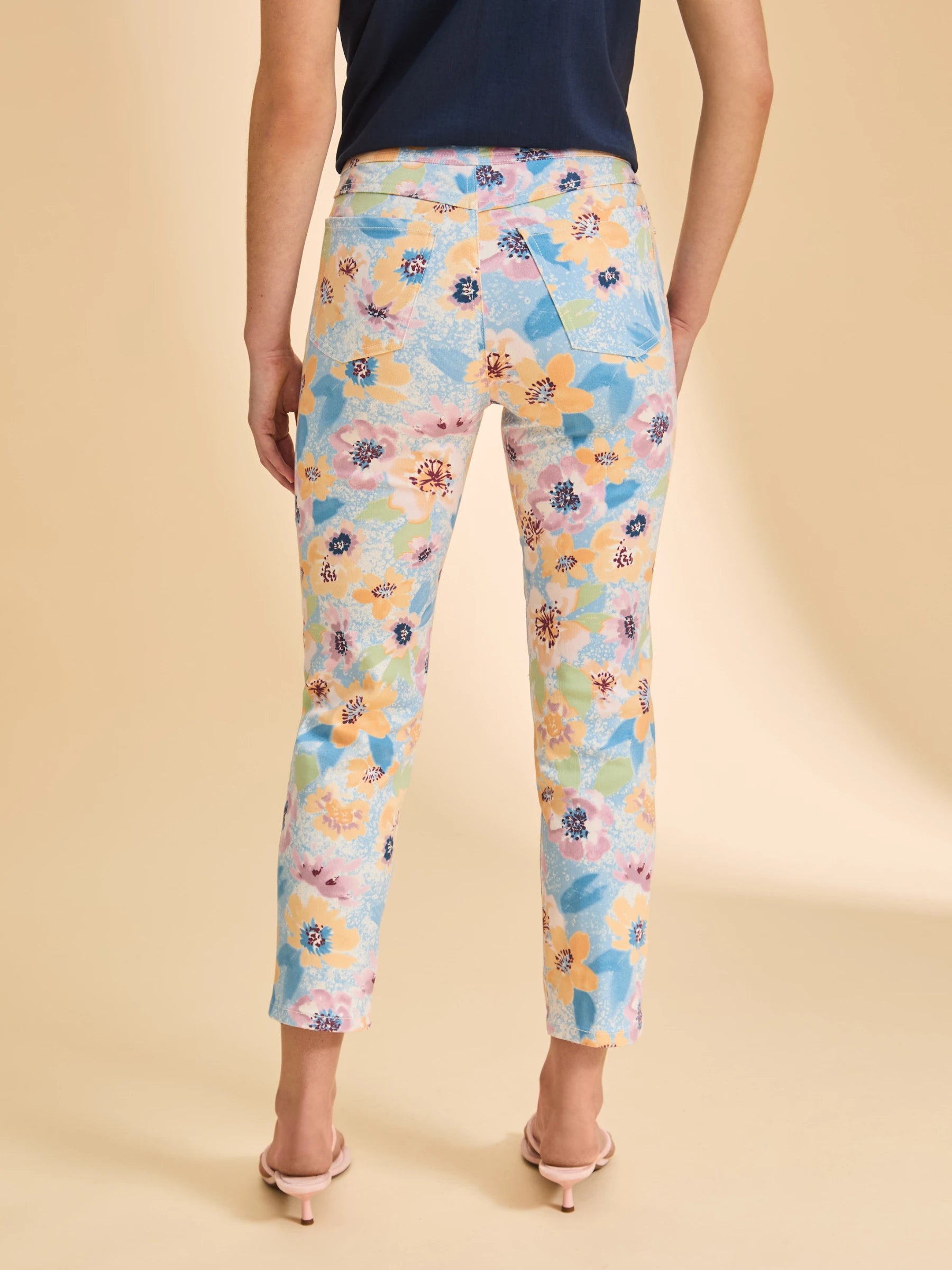 FDJ Pull On Pencil Crop Flower Jean