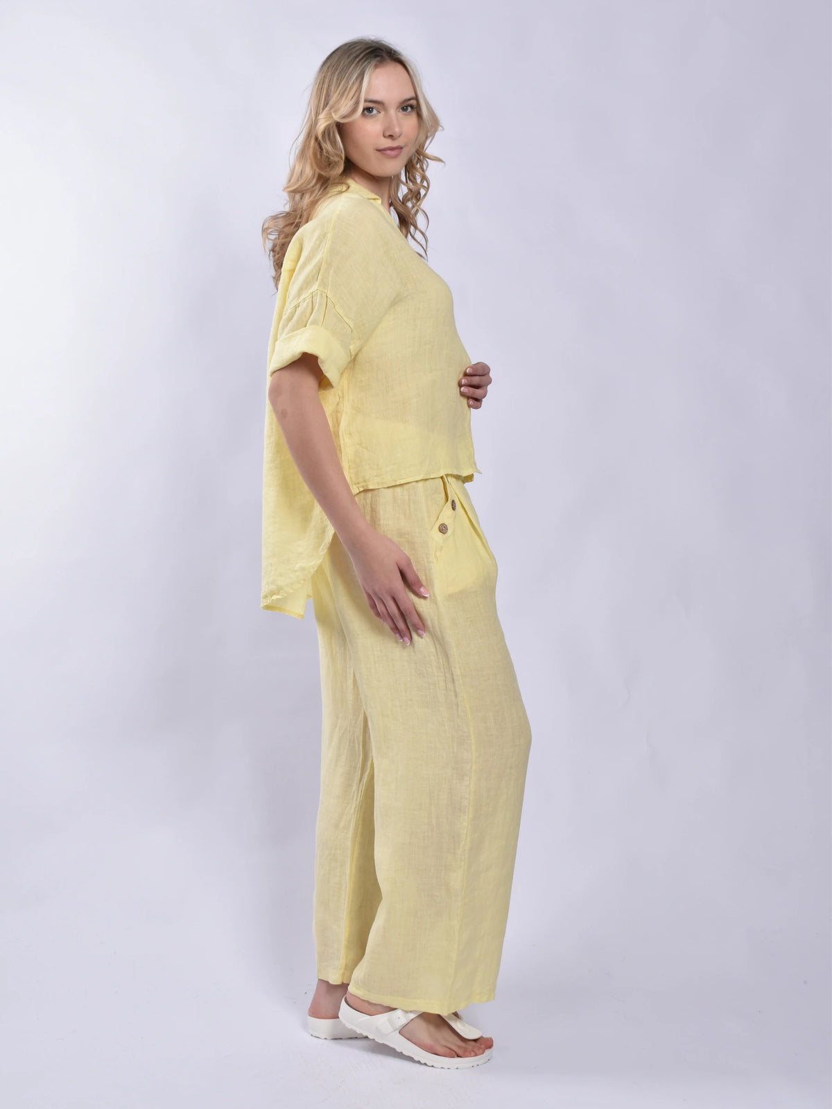 Made In Italy Linen Palazzo Pants