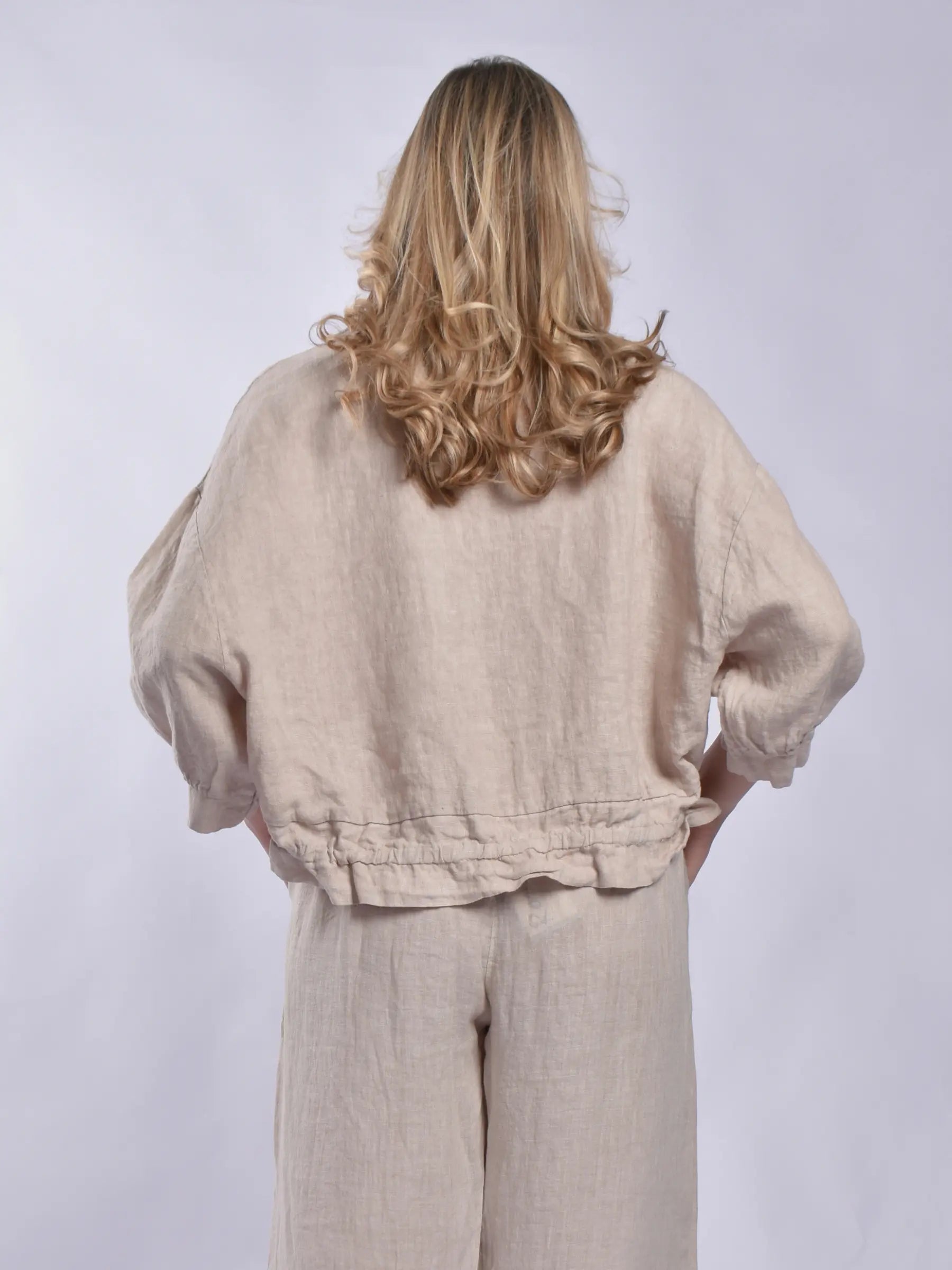 Made In Italy Linen Zip Up Jacket