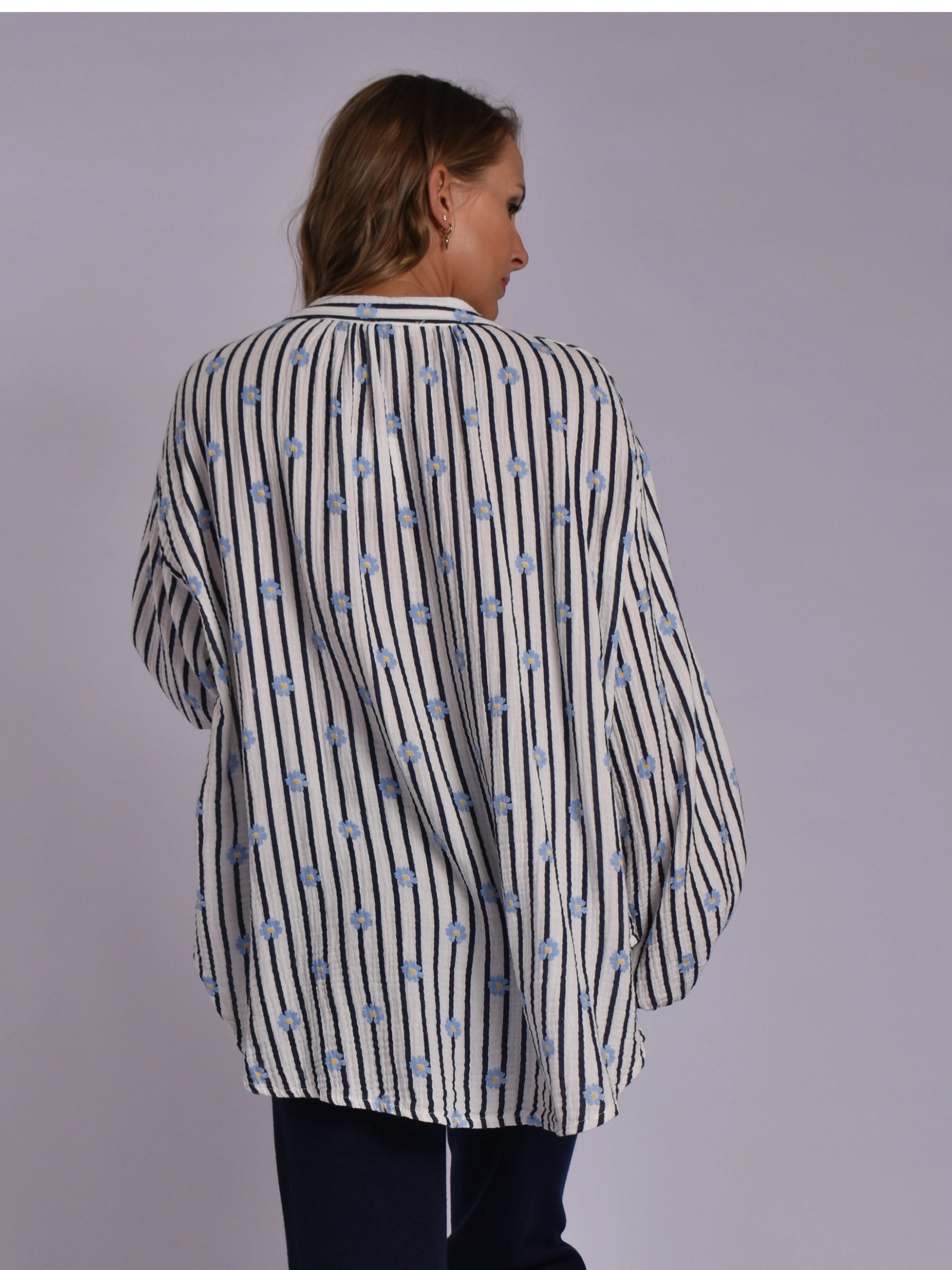 MADE IN ITALY WHITE NAVY BLOUSE