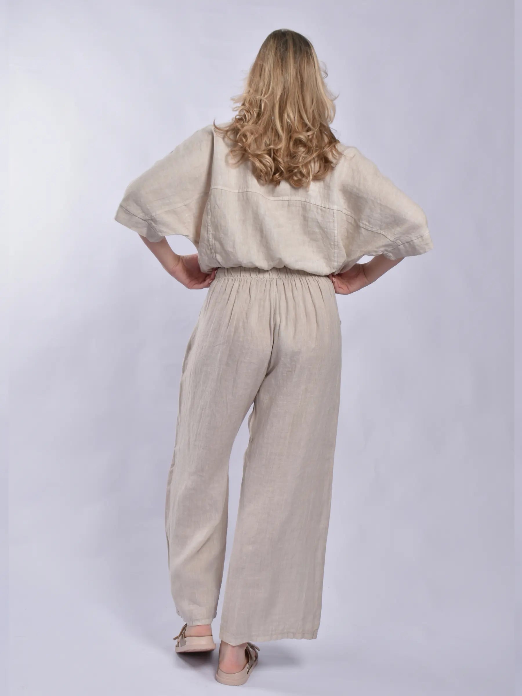 Made In Italy Linen Palazzo Pants