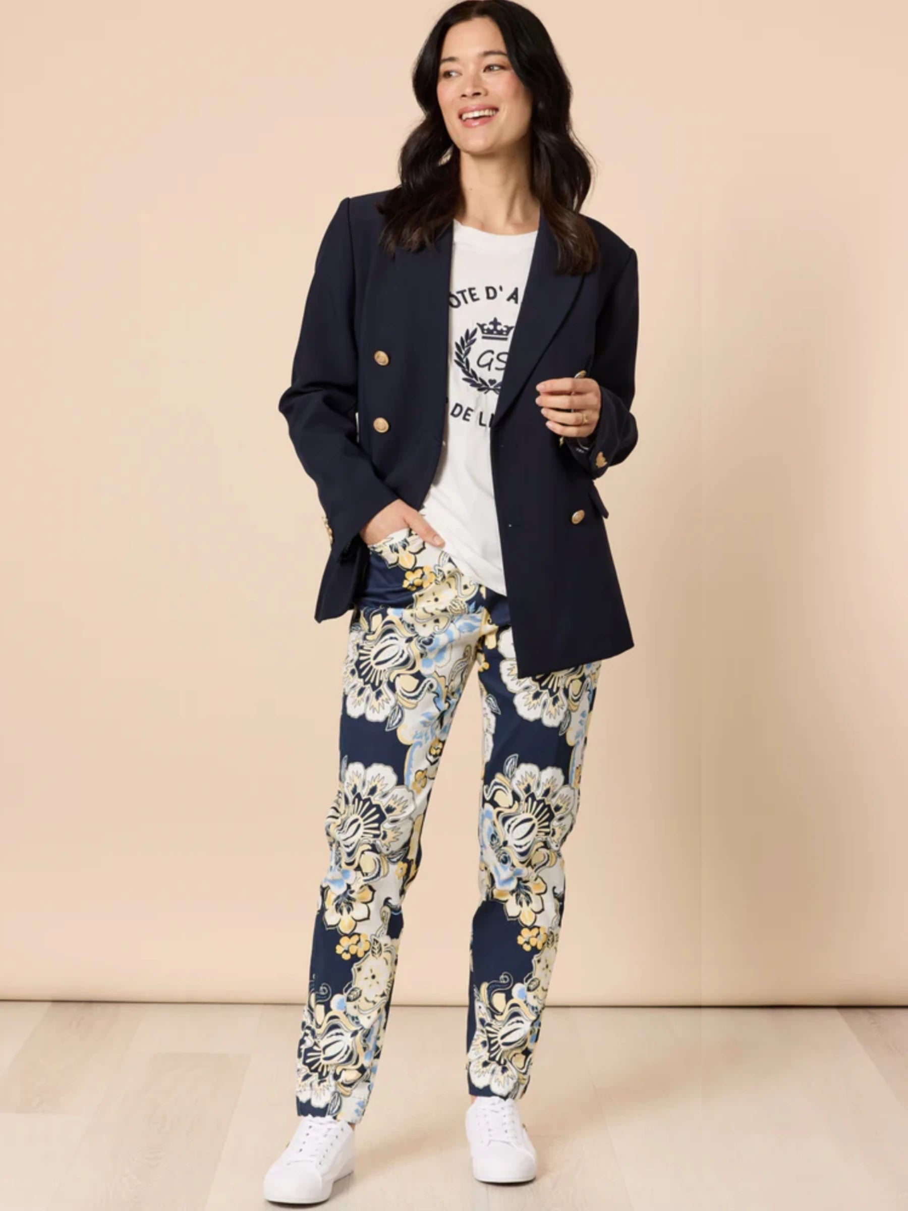 GORDON SMITH NAVY MULTI NEWPORT PANTS