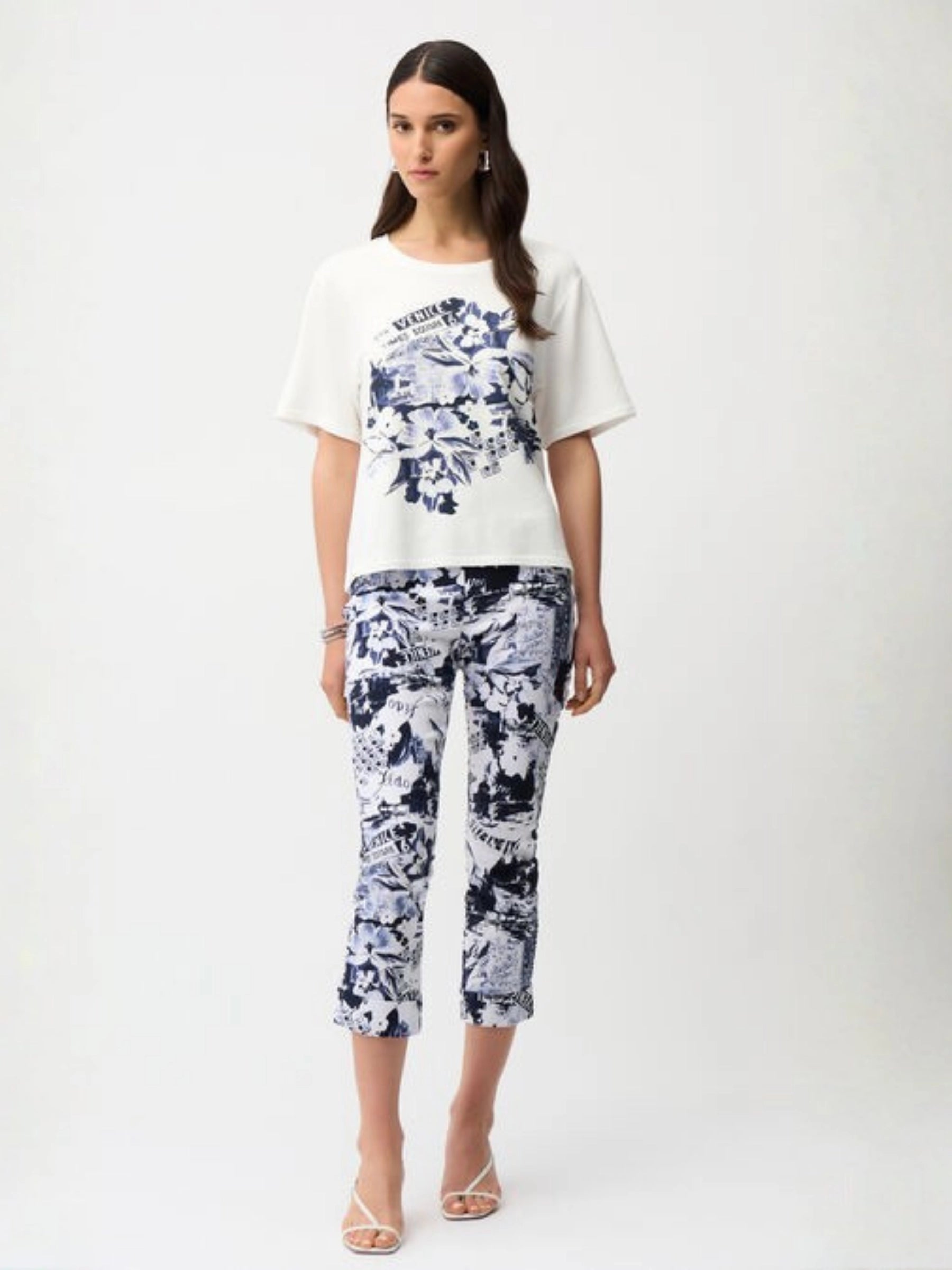 JOSEPH RIBKOFF BLUE VANILLA CROPPED PANTS