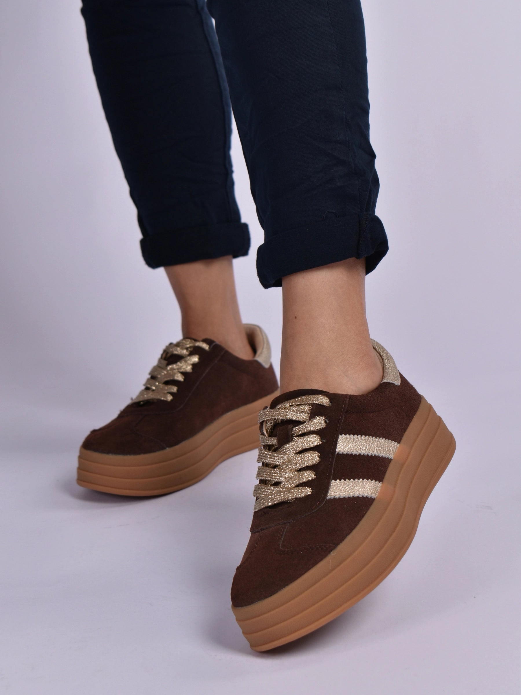 JULZ CHESNUT GOLD BREE SNEAKER