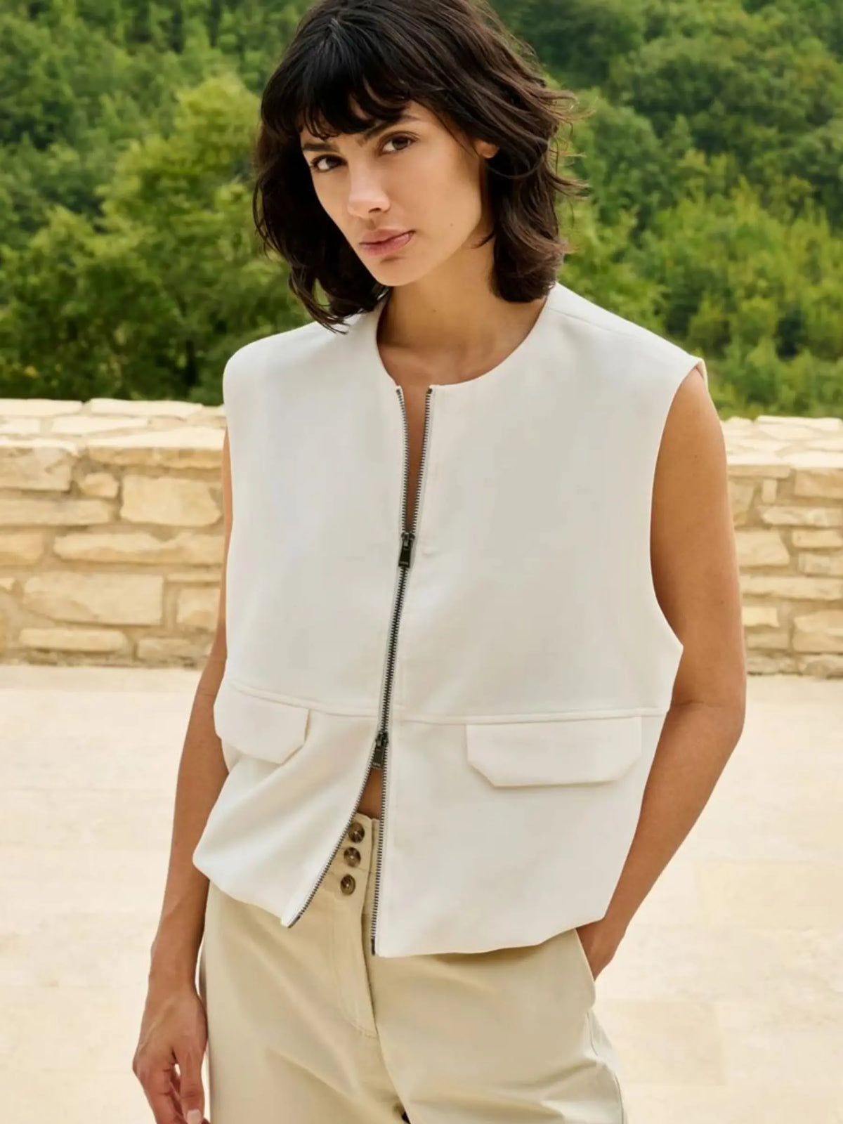 Yaya Sleeveless Zip Vest