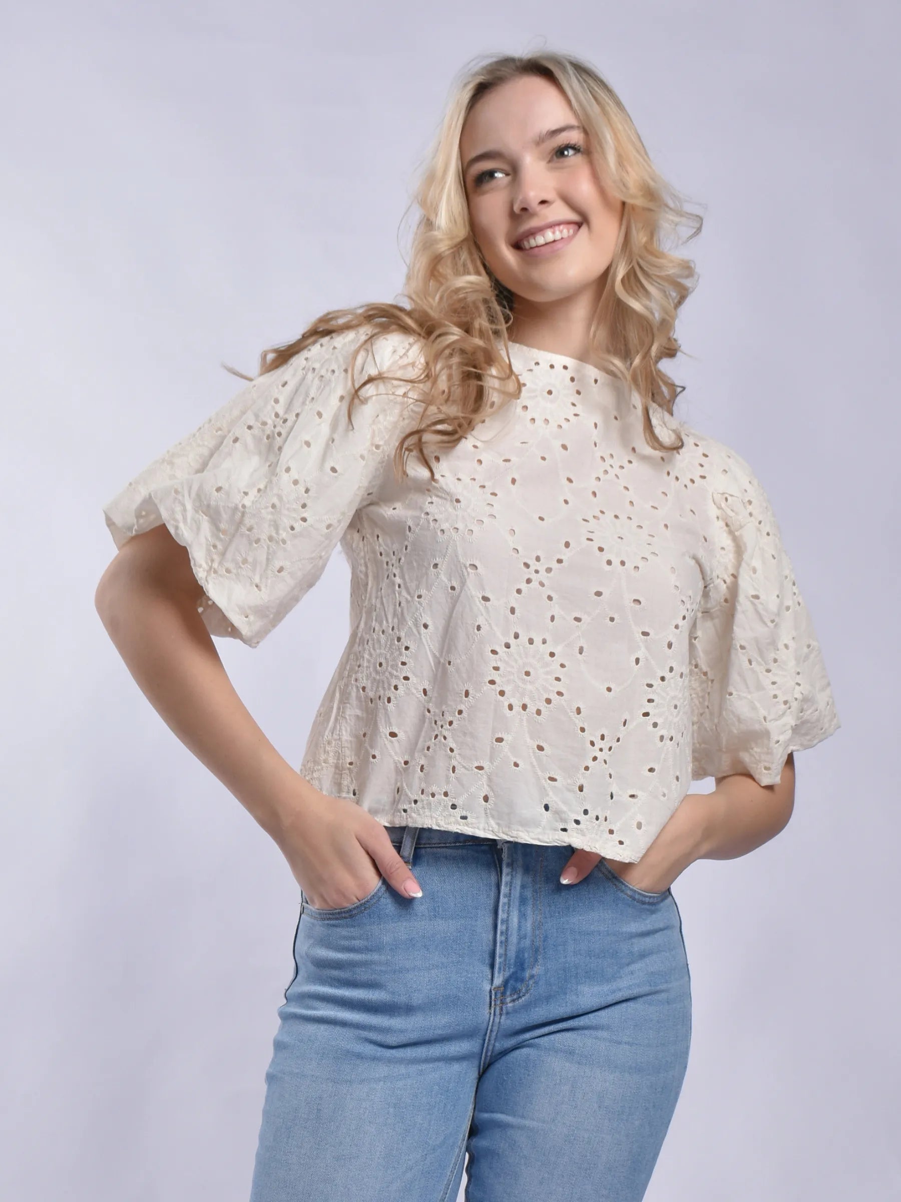 Made In Italy Puff Shoulder Top