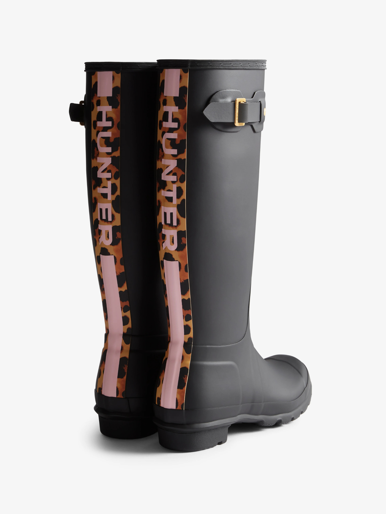 HUNTER LEOPARD PRINT BACKSTRAP TALL WELLINGTON BOOTS