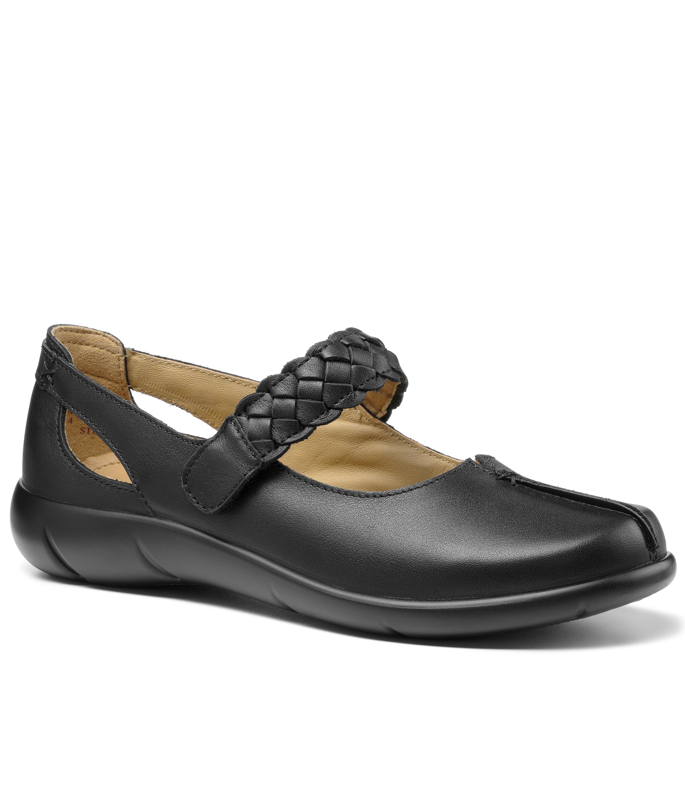 HOTTER BLACK LEATHER SHAKE SHOE Rosella Style inspired by elegance