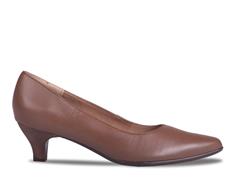 FROGGIE BROWN KITTEN HEEL COURT SHOE - 10984