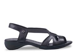 FROGGIE BLACK LEATHER ELASTIC CUT-OUT SANDAL