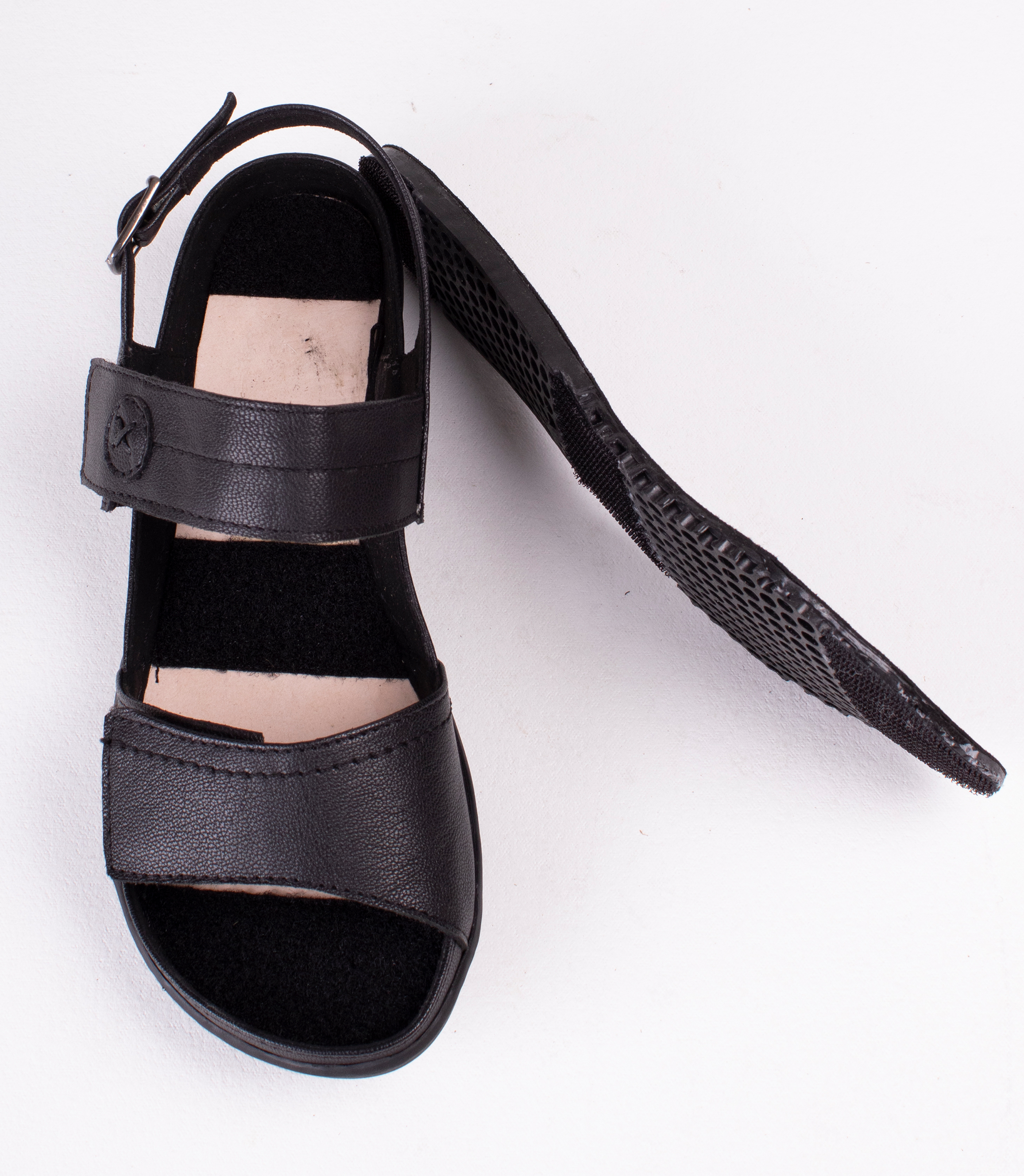 FROGGIE BLACK LEATHER DOUBLE BAND SANDAL WITH REMOVABLE FOOTBED Rosella Style inspired by elegance