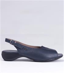 FROGGIE NAVY LEATHER ELASTIC VAMP SANDAL