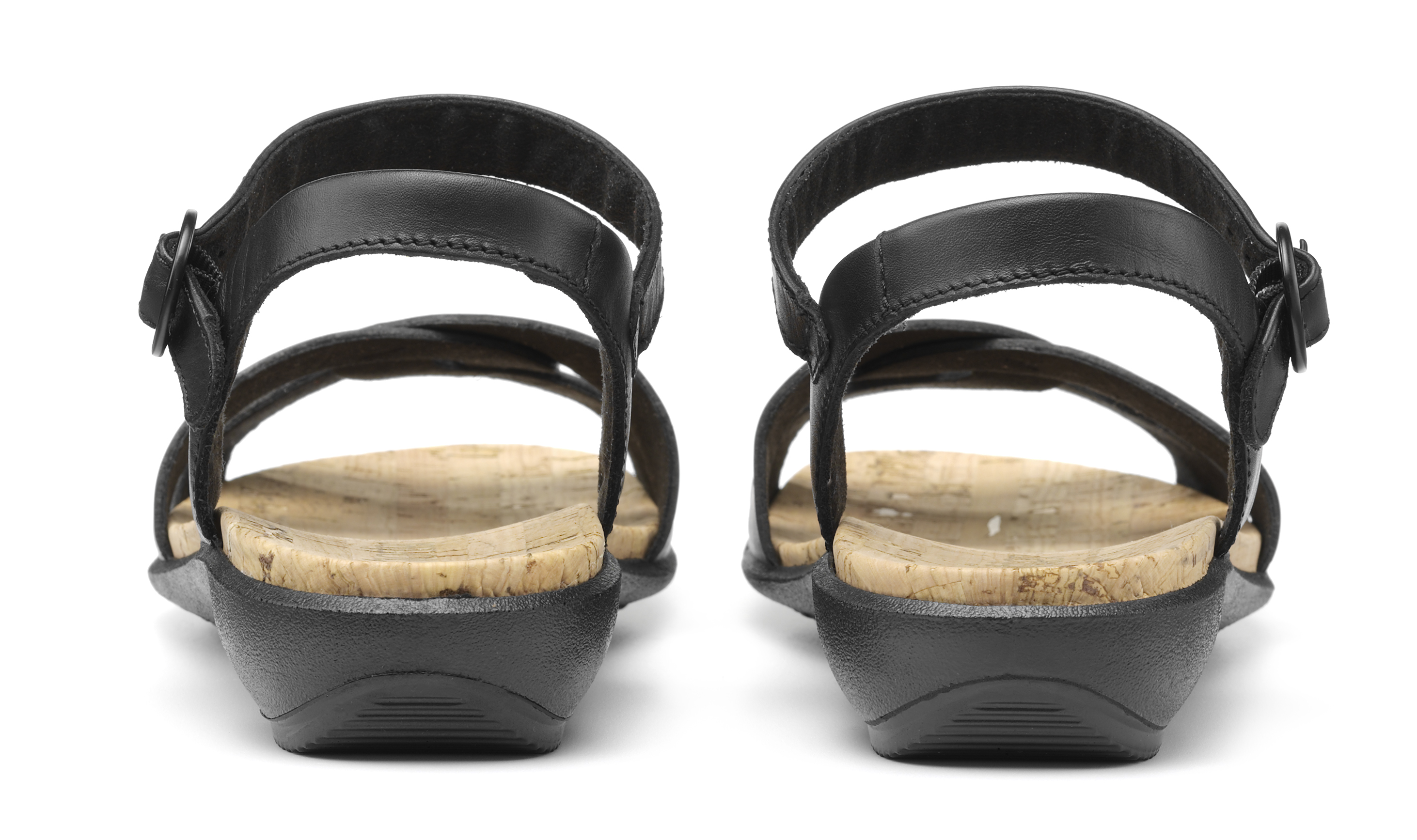 HOTTER BLACK LEATHER ISLAND SANDAL Rosella Style inspired by elegance
